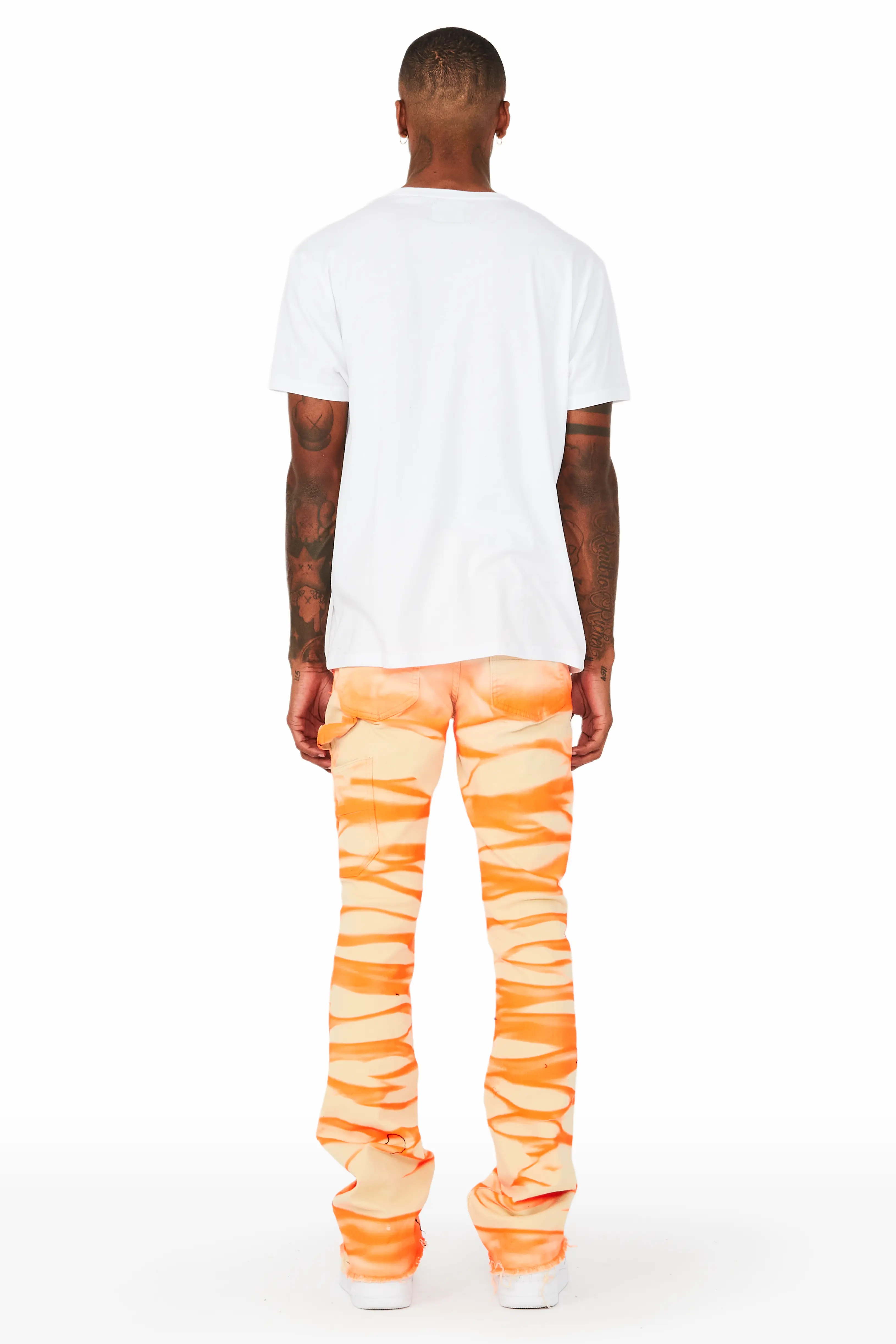 Sirius Beige/Orange Stacked Flare Jean - Image 4