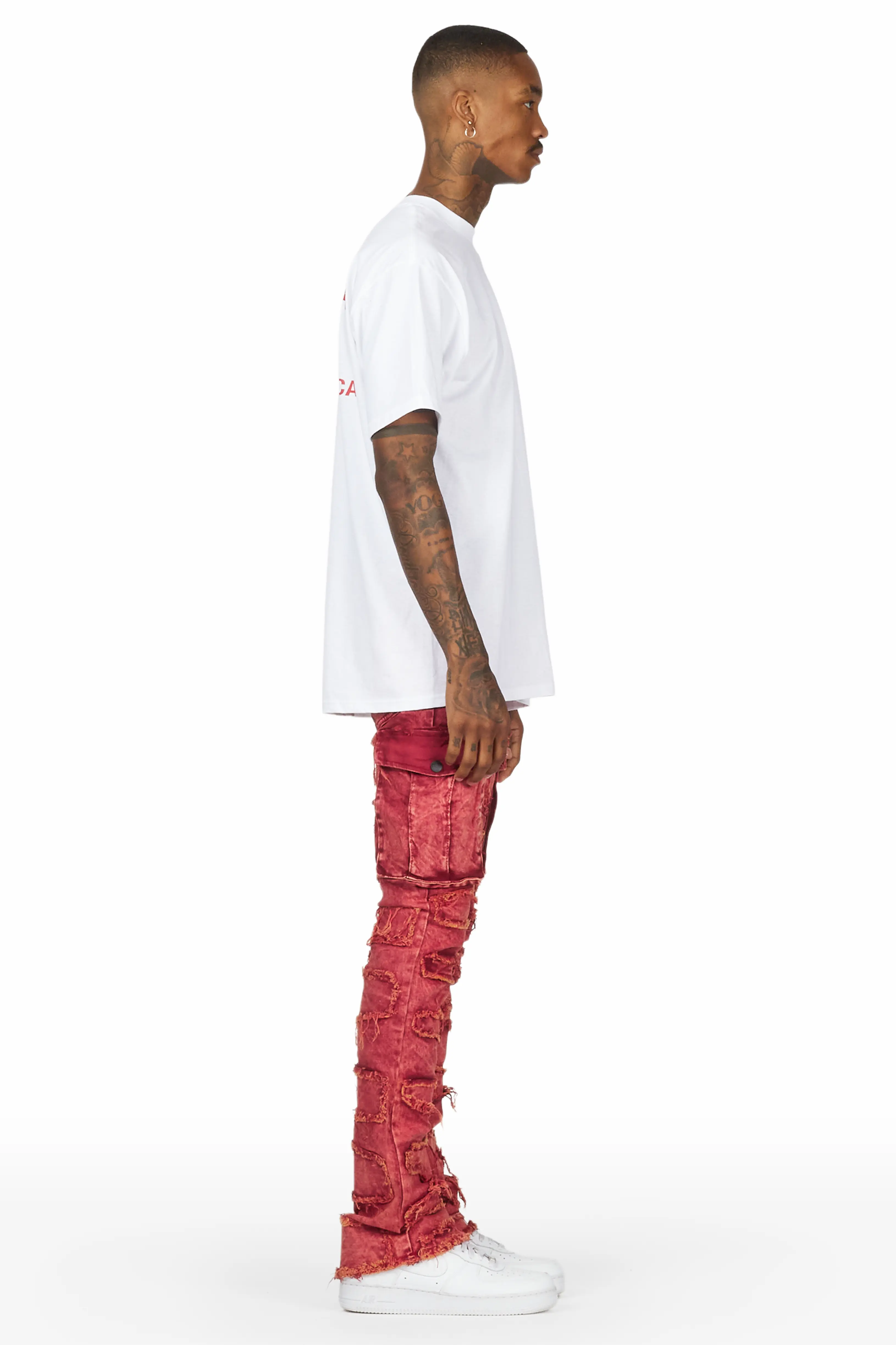 Slater Red Stacked Flare Jean - Image 4