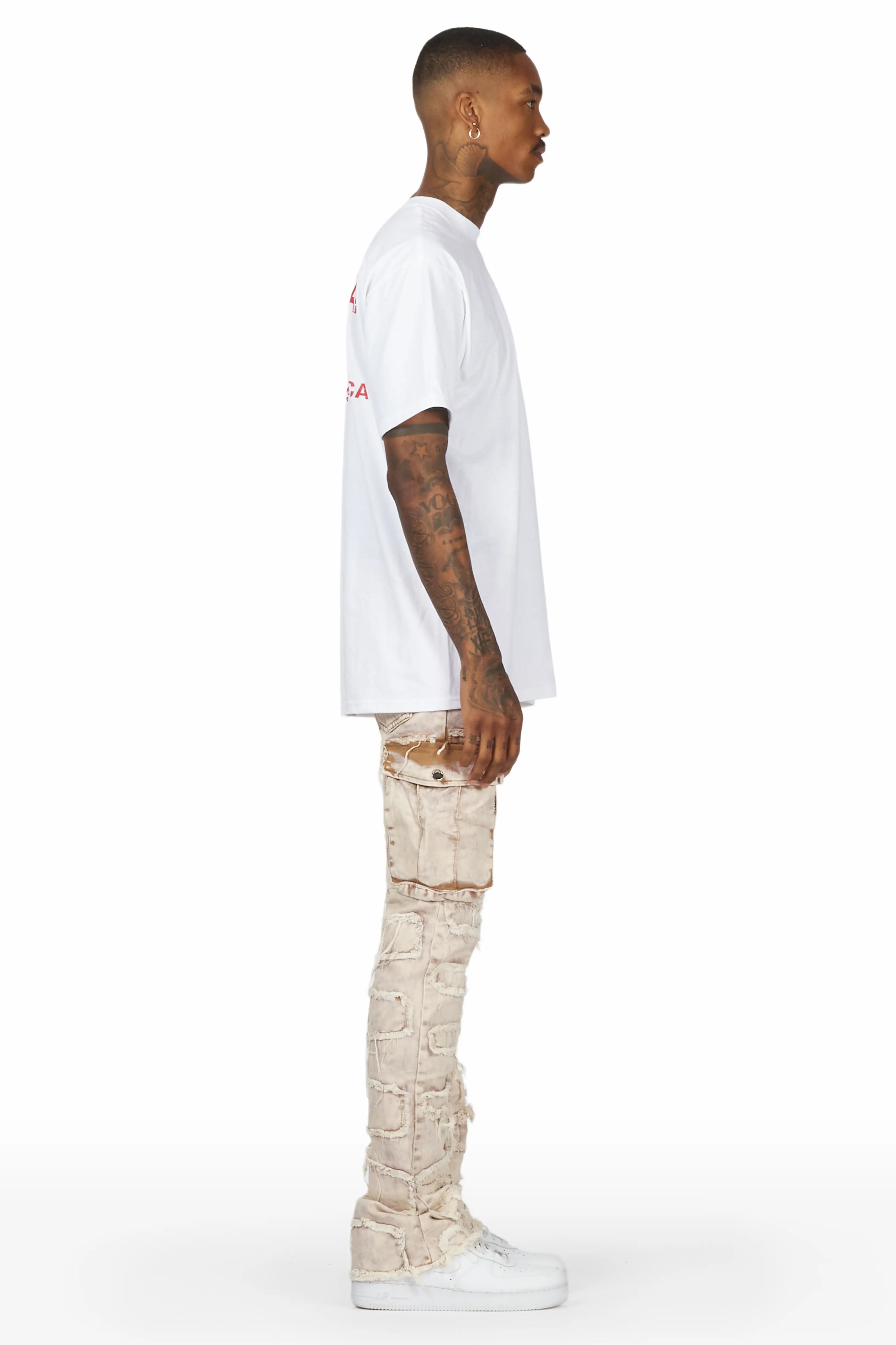 Slater Tan Stacked Flare Jean - Image 4