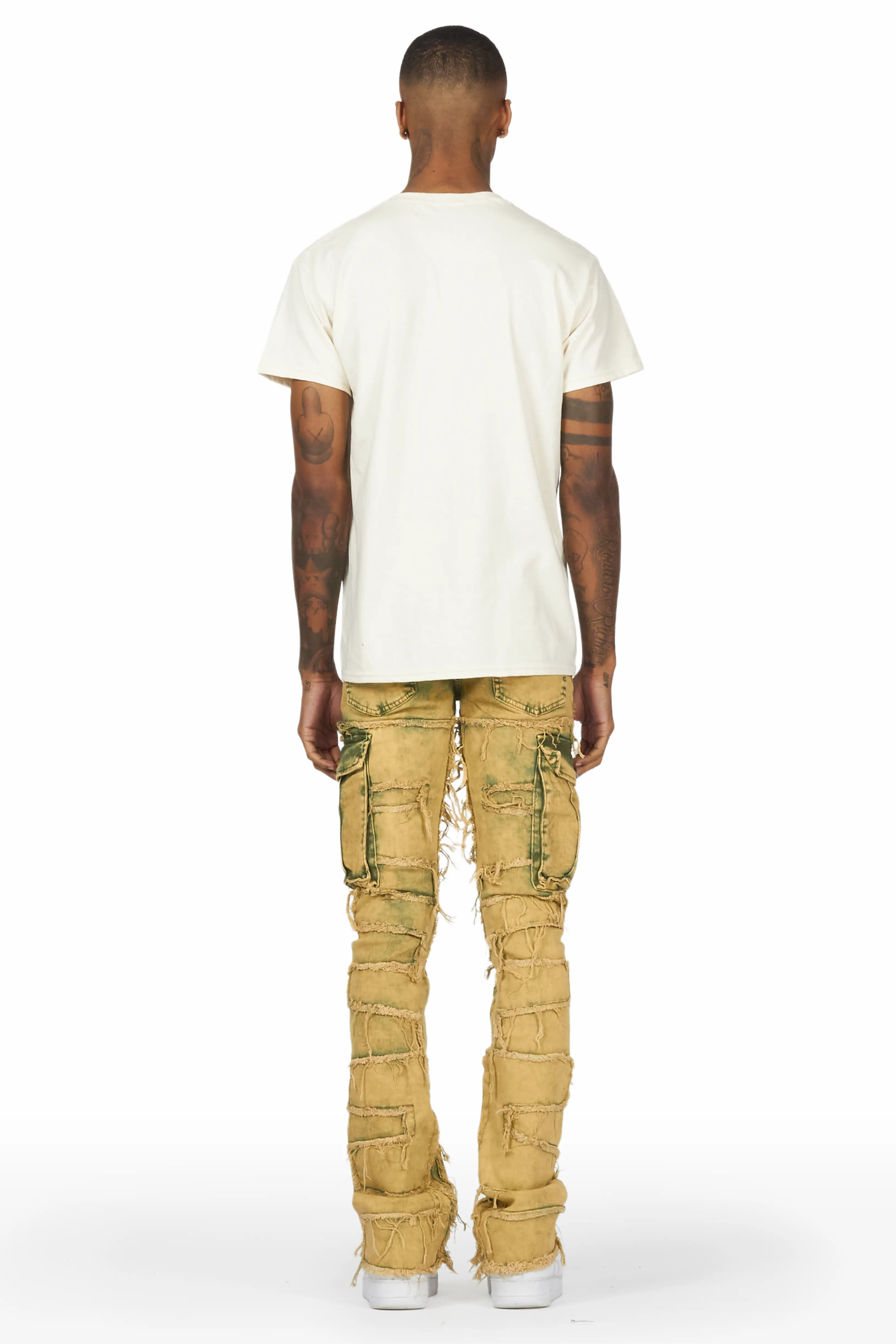 Slater Yellow Stacked Flare Jean - Image 5
