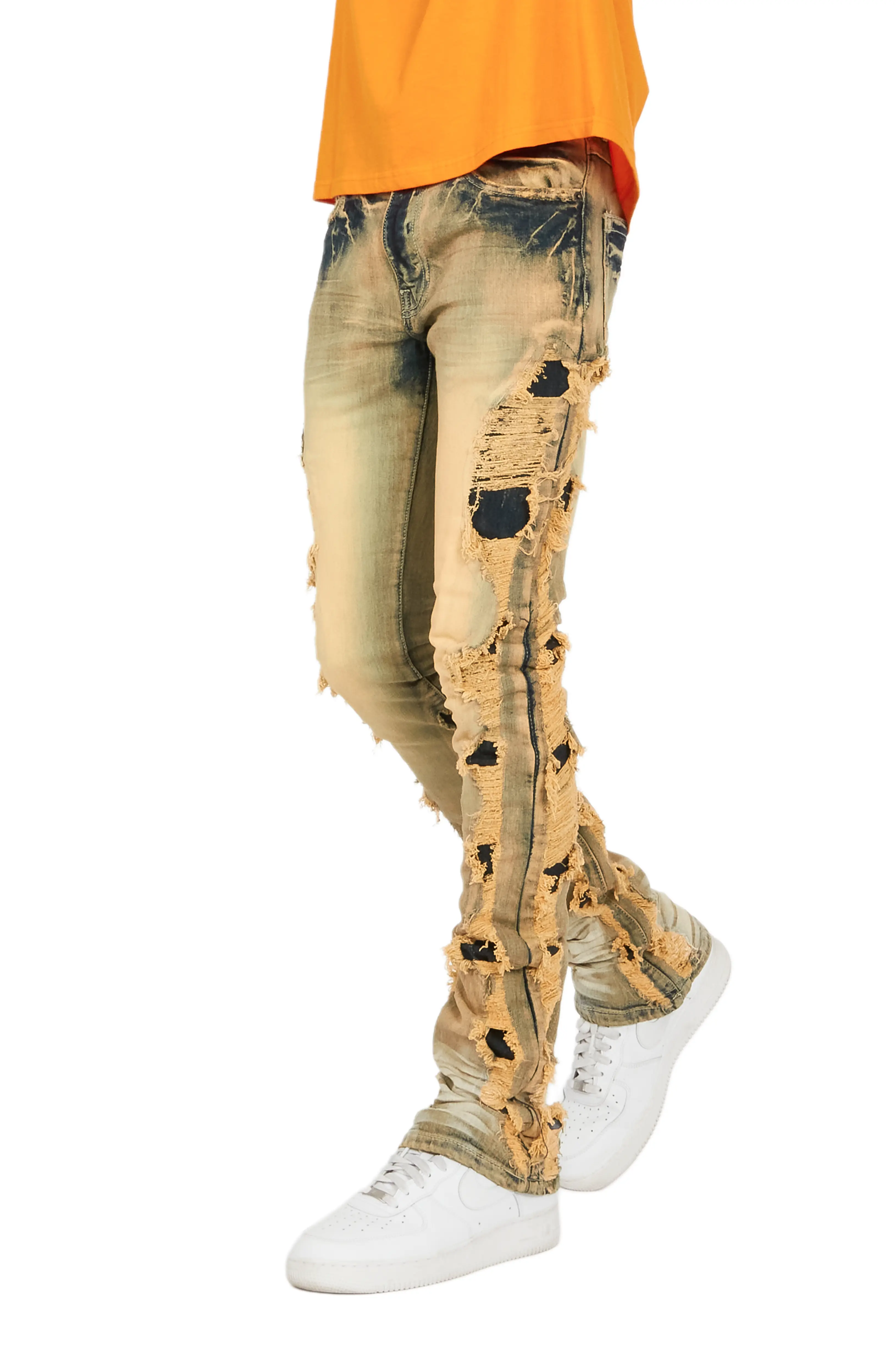 Spiro Taupe Stacked Flare Jean - Image 6