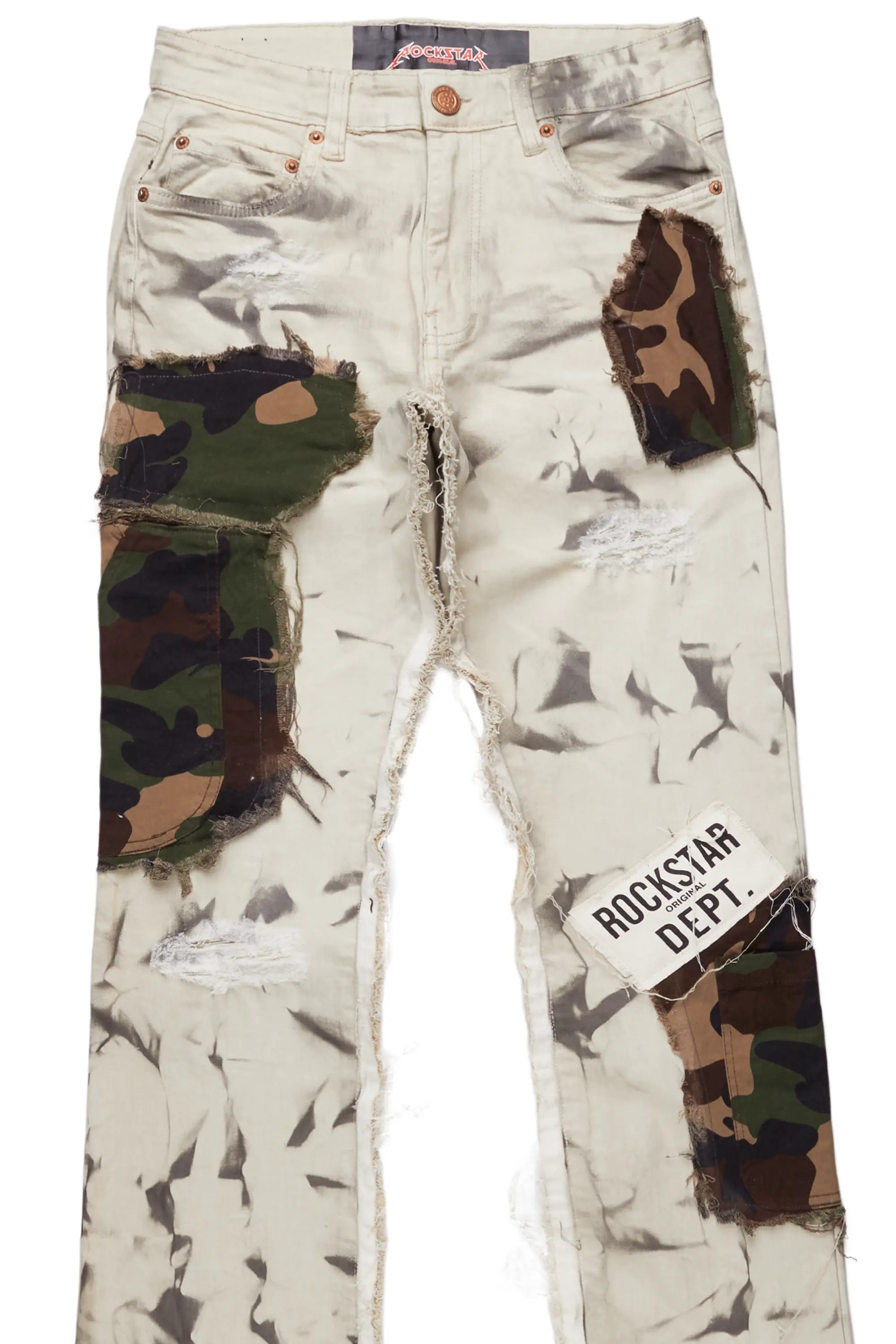 Chad Beige/Camo Patchwork Stacked Jean - Image 7