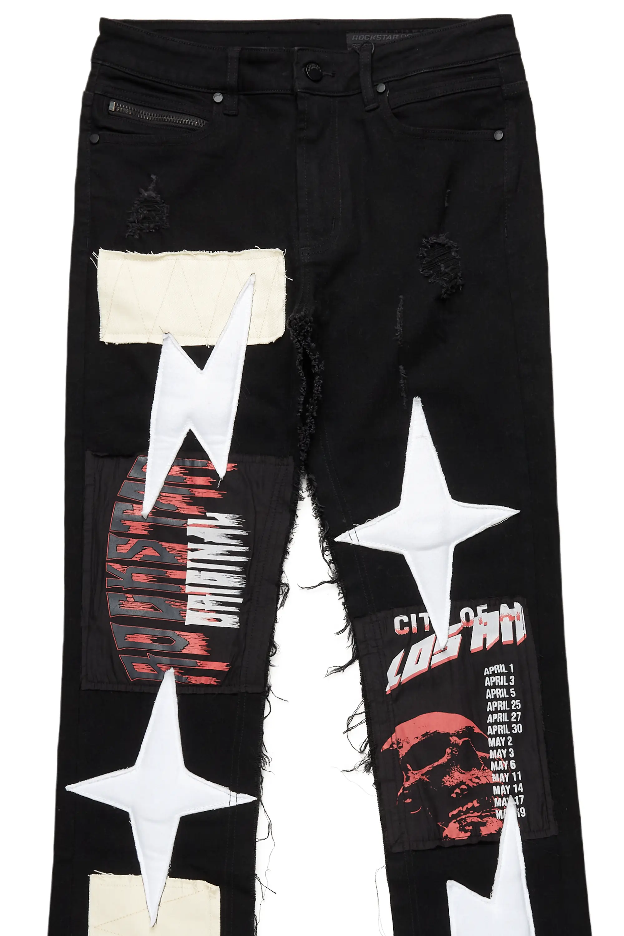 Rhys Black Patchwork Stacked Flare Jean - Image 9