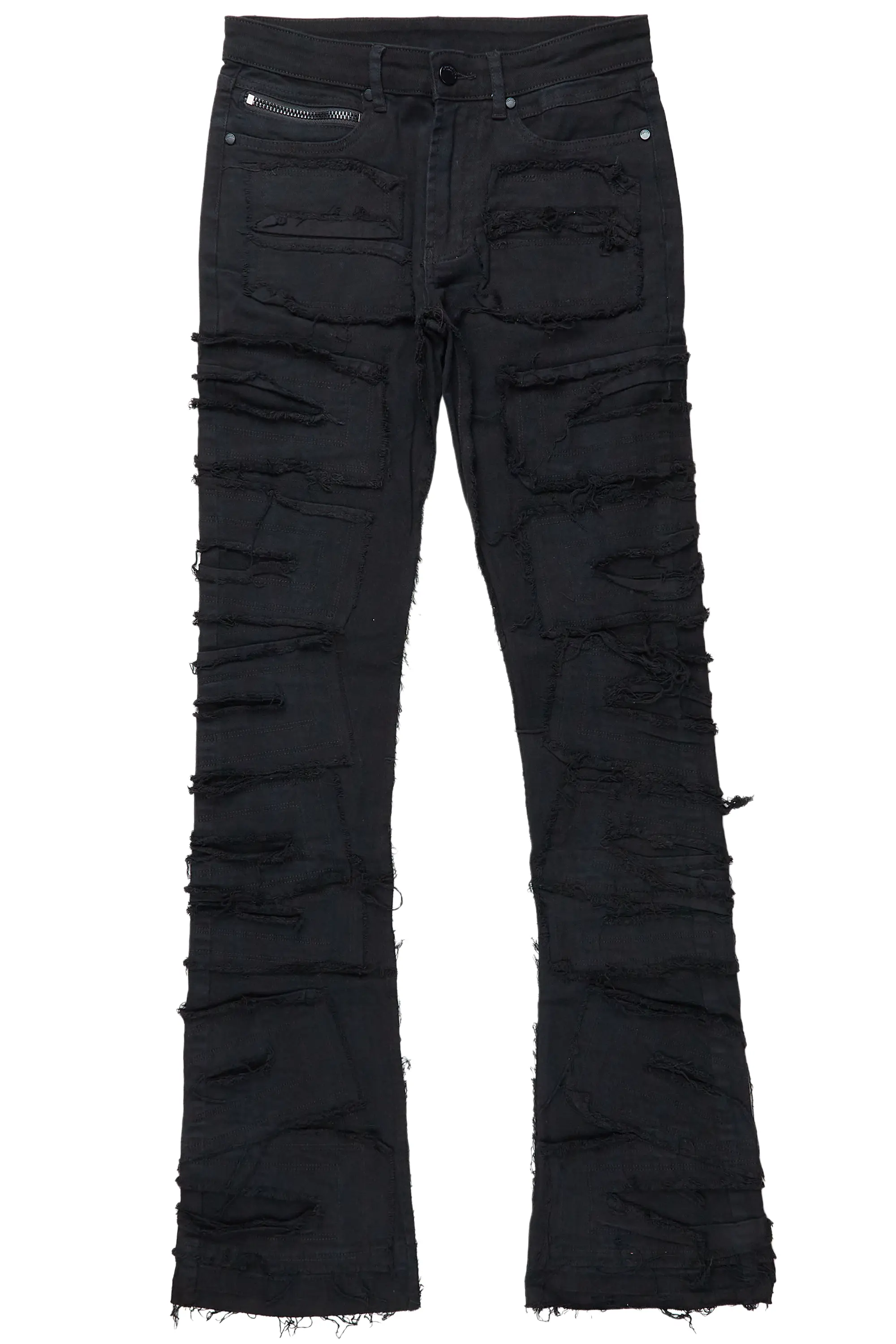 Wayland Black Stacked Flare Jean - Image 2