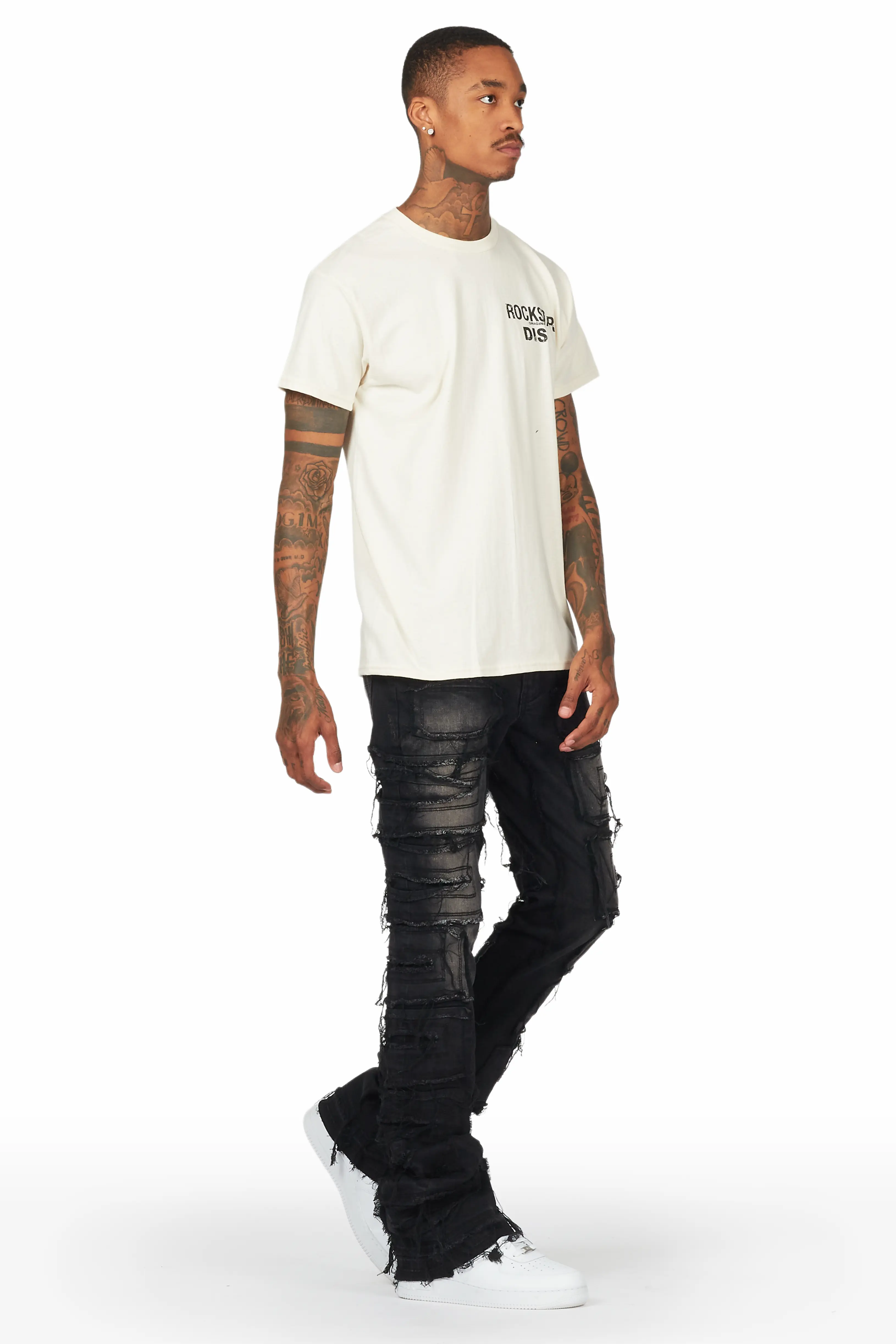 Wayland Dark Grey Stacked Flare Jean - Image 6