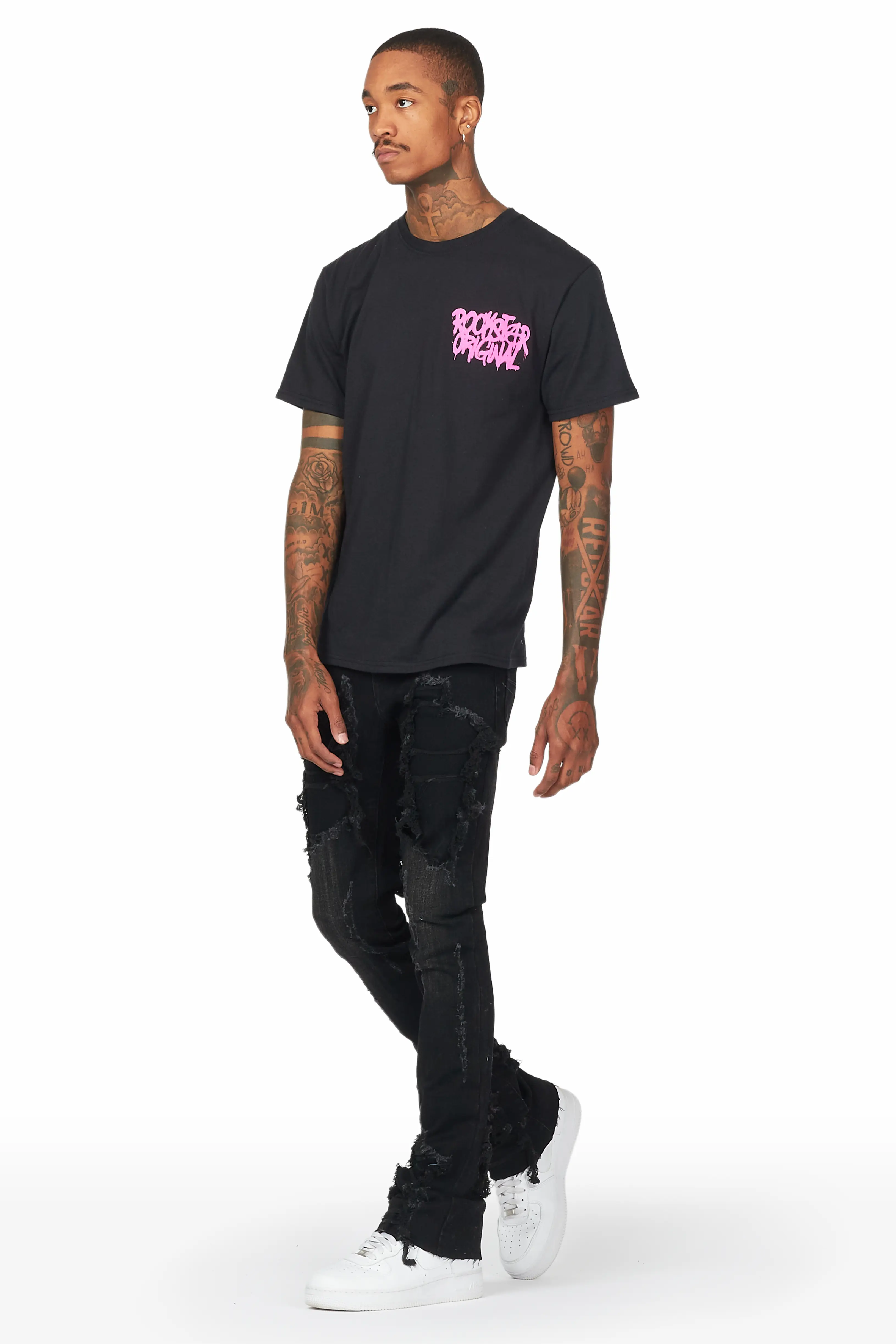 Fateh Jet Black Stacked Flare Jean - Image 4