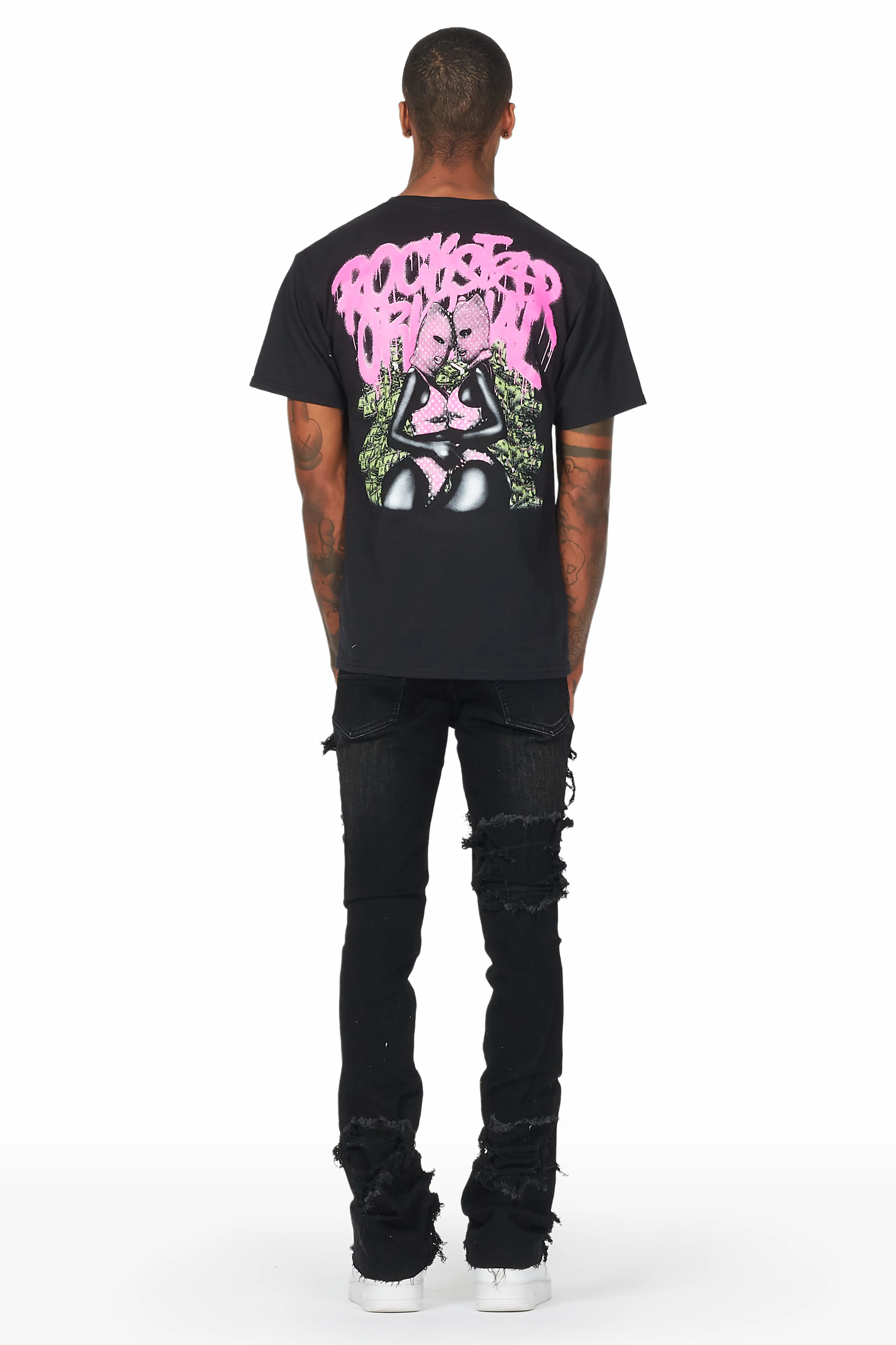 Fateh Jet Black Stacked Flare Jean - Image 6