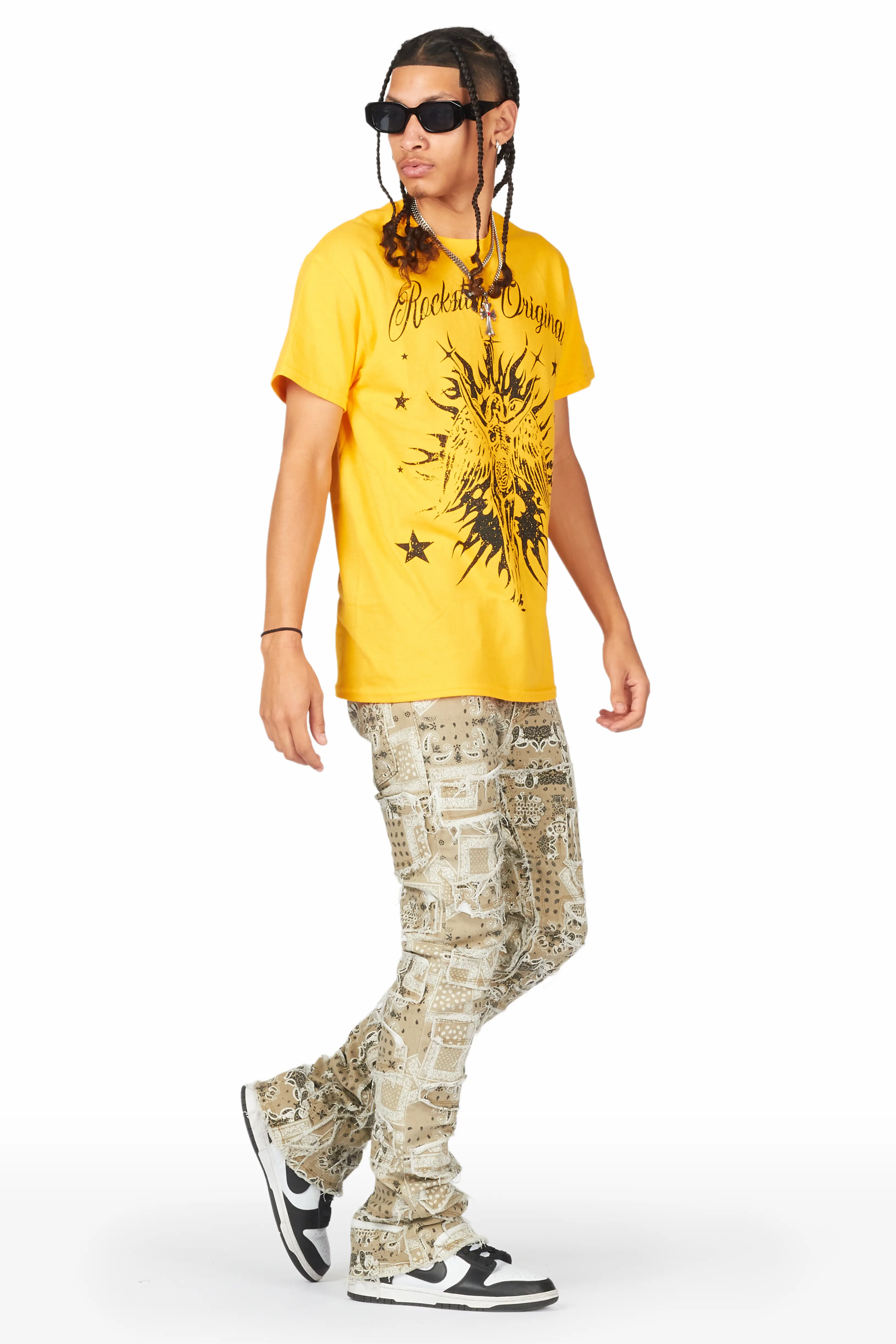 Axton Beige Stacked Flare Jean - Image 6