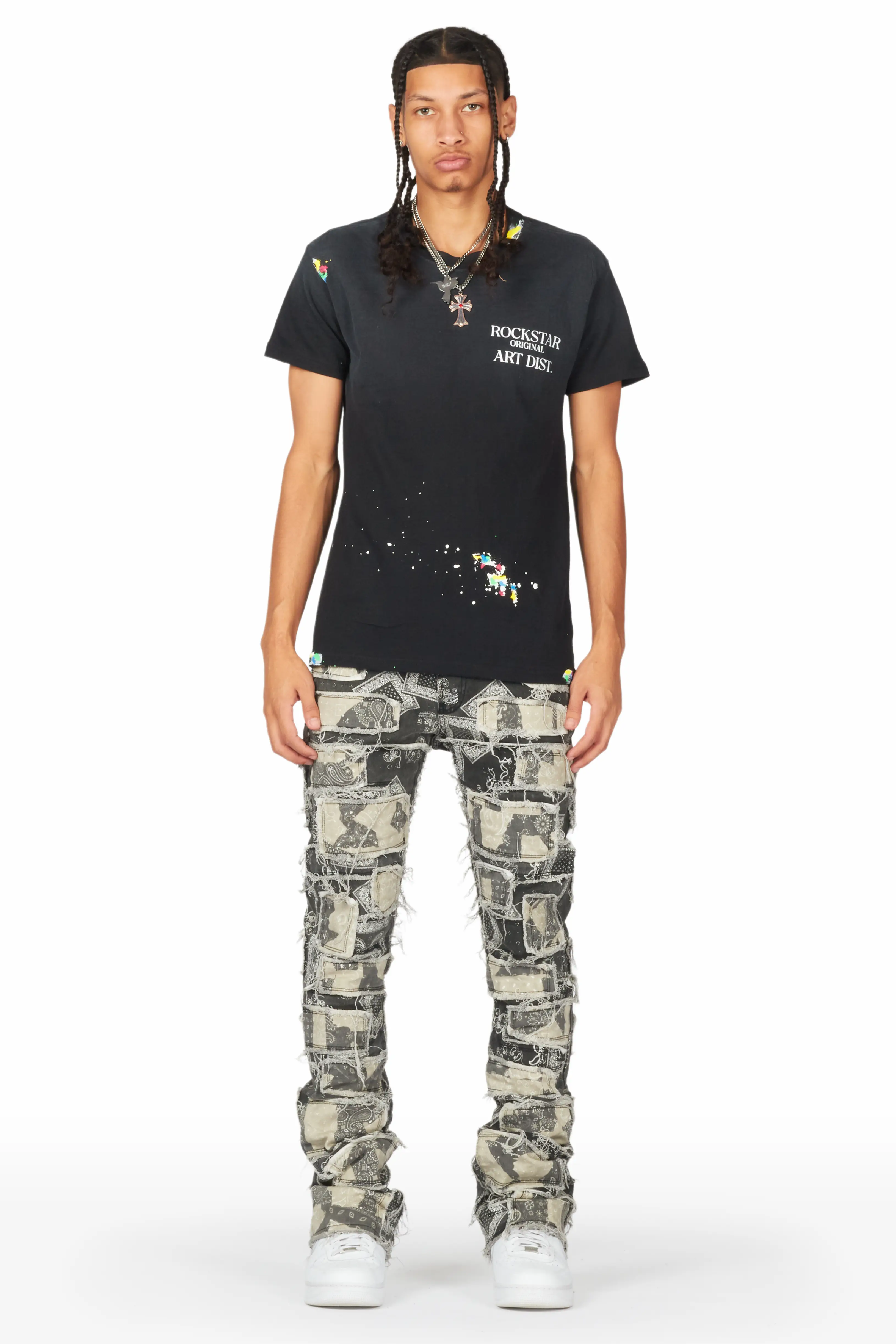 Axton Black Stacked Flare Jean - Image 3
