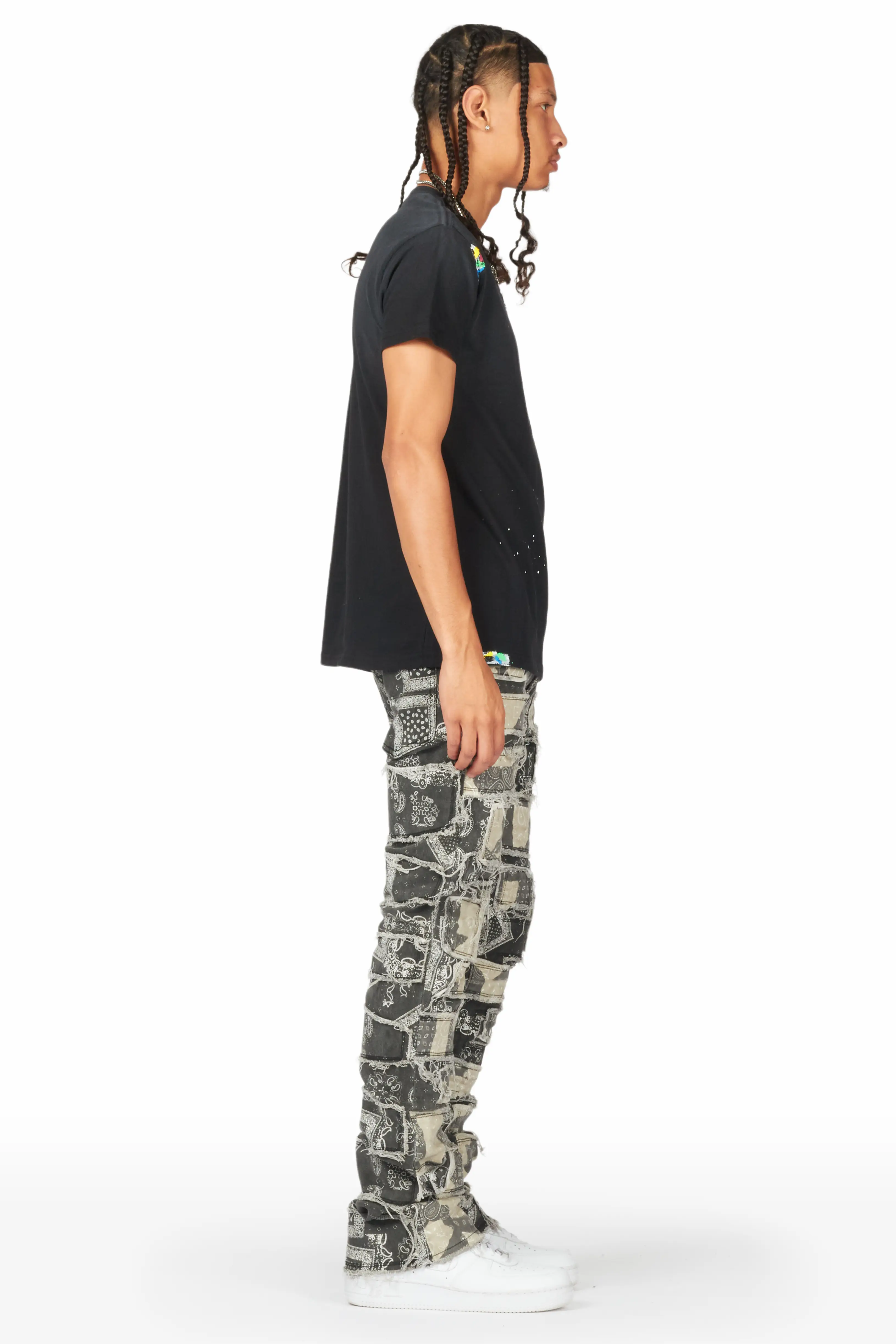 Axton Black Stacked Flare Jean - Image 4