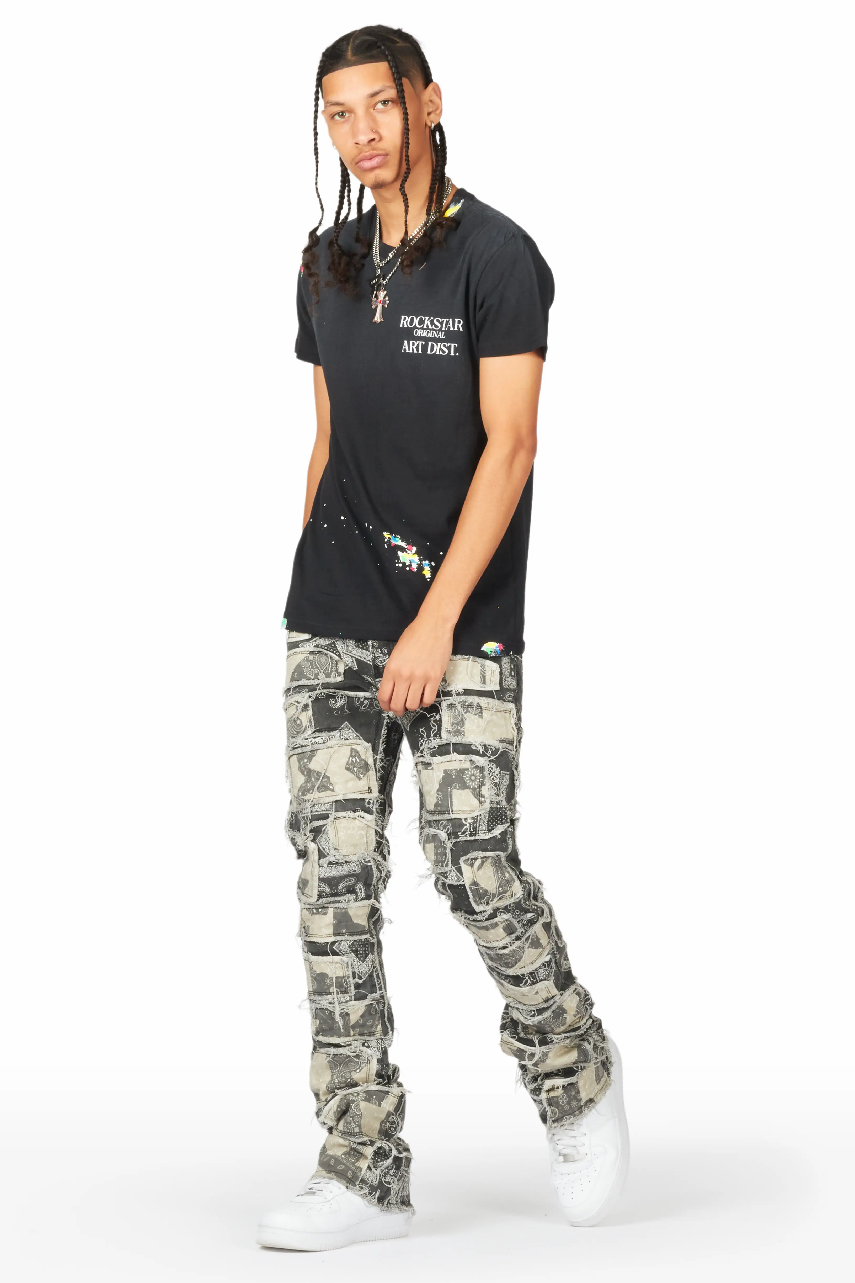 Axton Black Stacked Flare Jean - Image 6