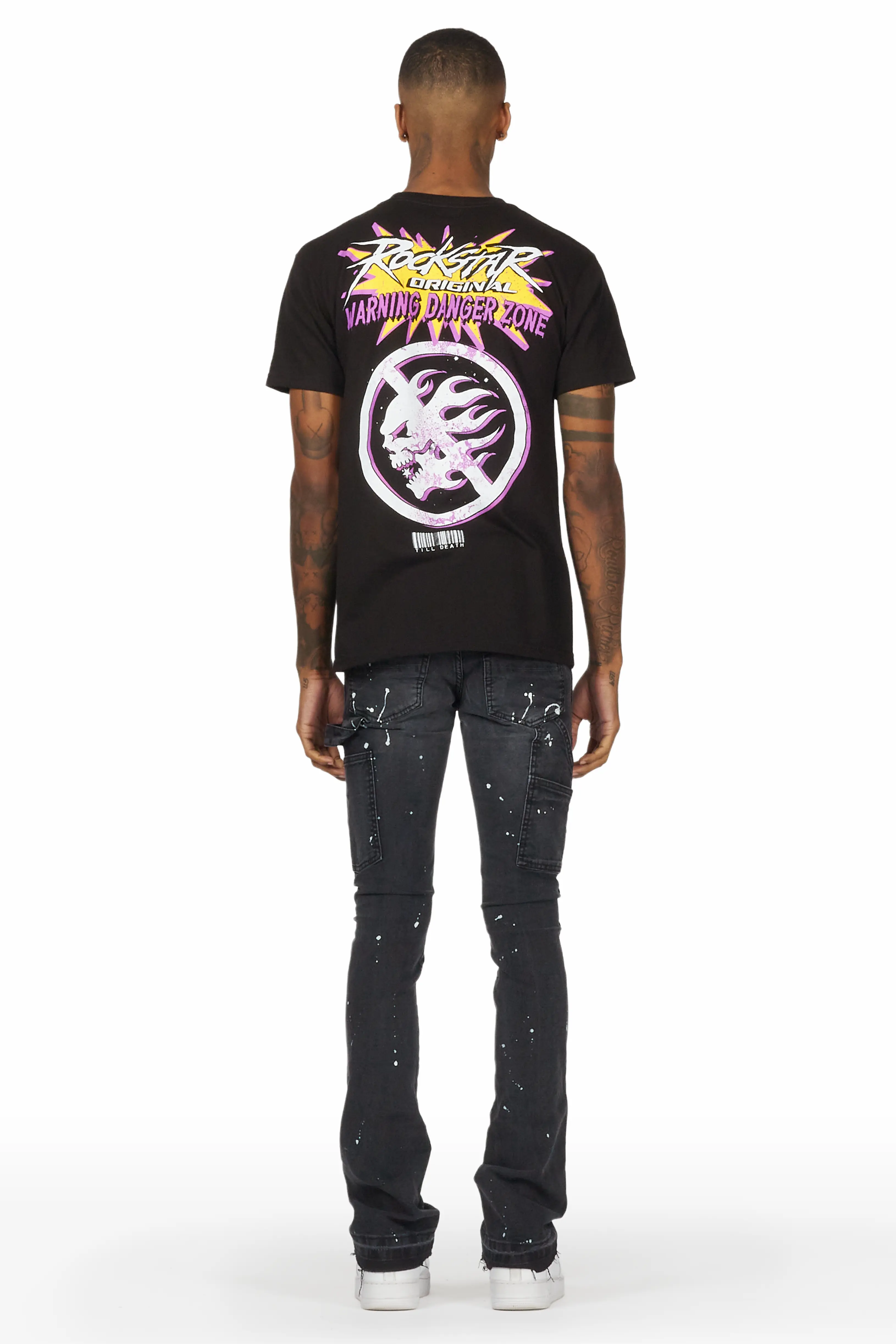 Thorton Black Stacked Flare Jean - Image 5