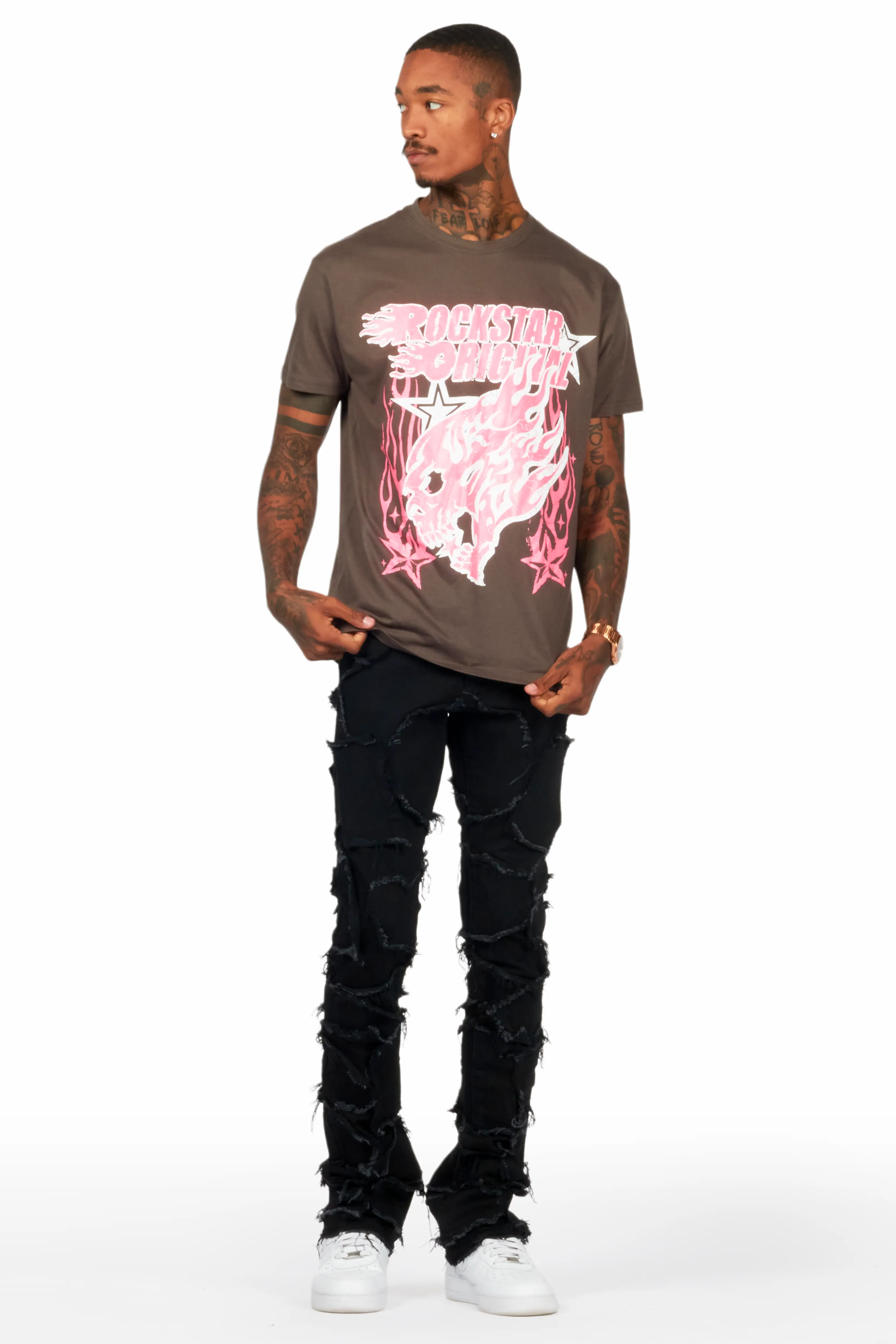 Arturo Black Stacked Flare Jeans - Image 3