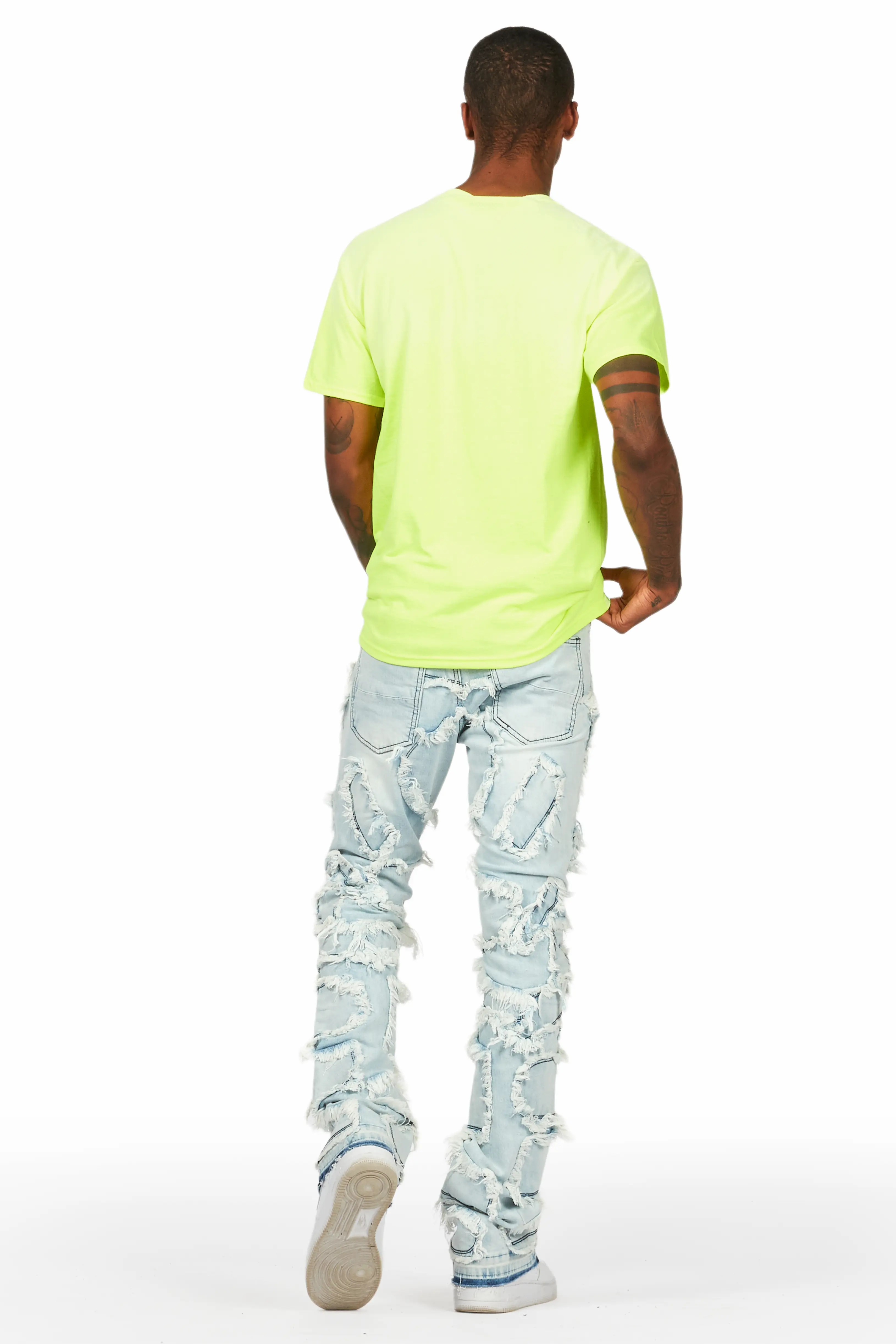 Arturo Light Blue Stacked Flare Jean - Image 10