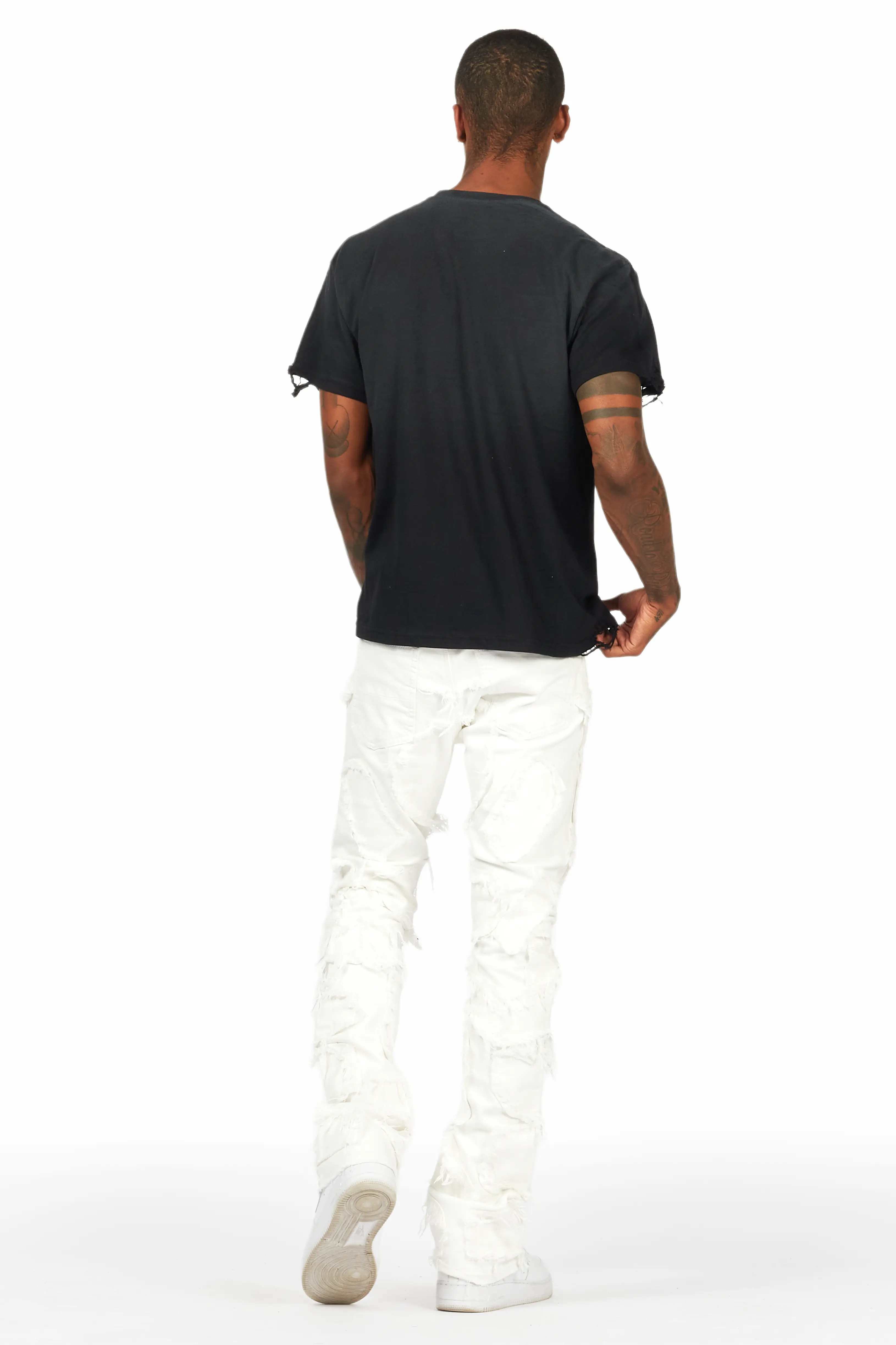 Arturo White Stacked Flare Jeans - Image 10