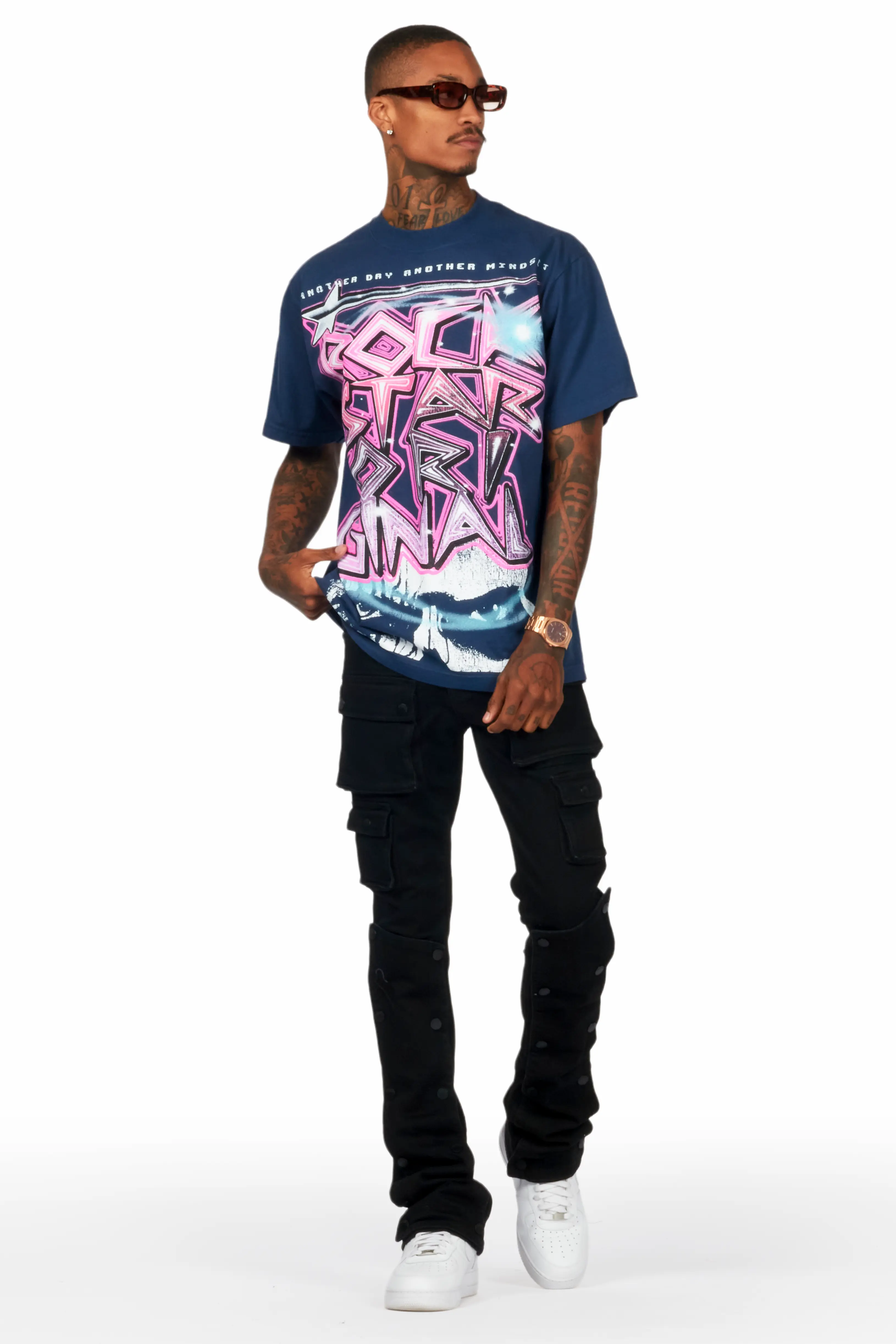 Santana Black Stacked Flare Jean - Image 3