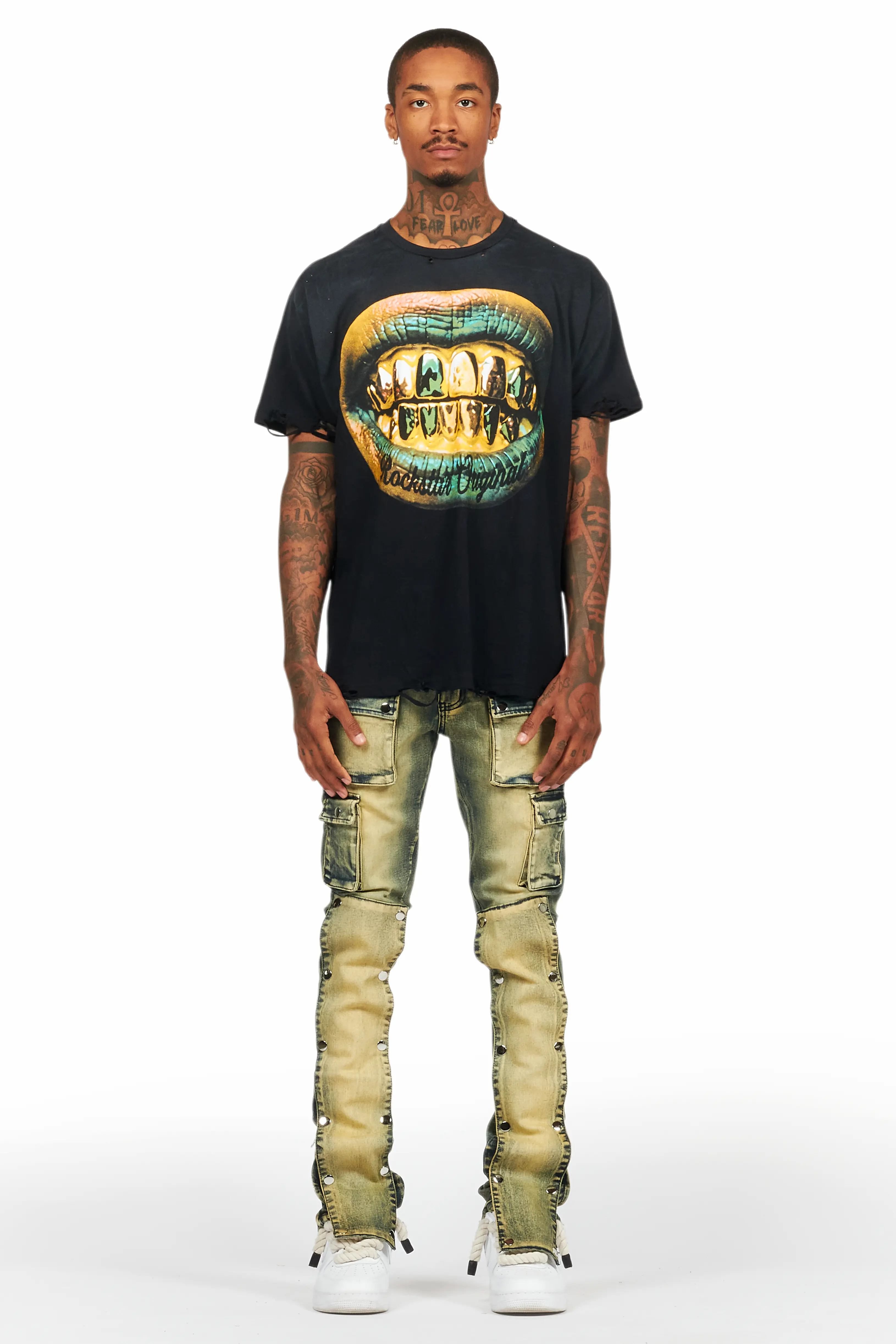 Santana Tint Wash Stacked Flare Jean - Image 3