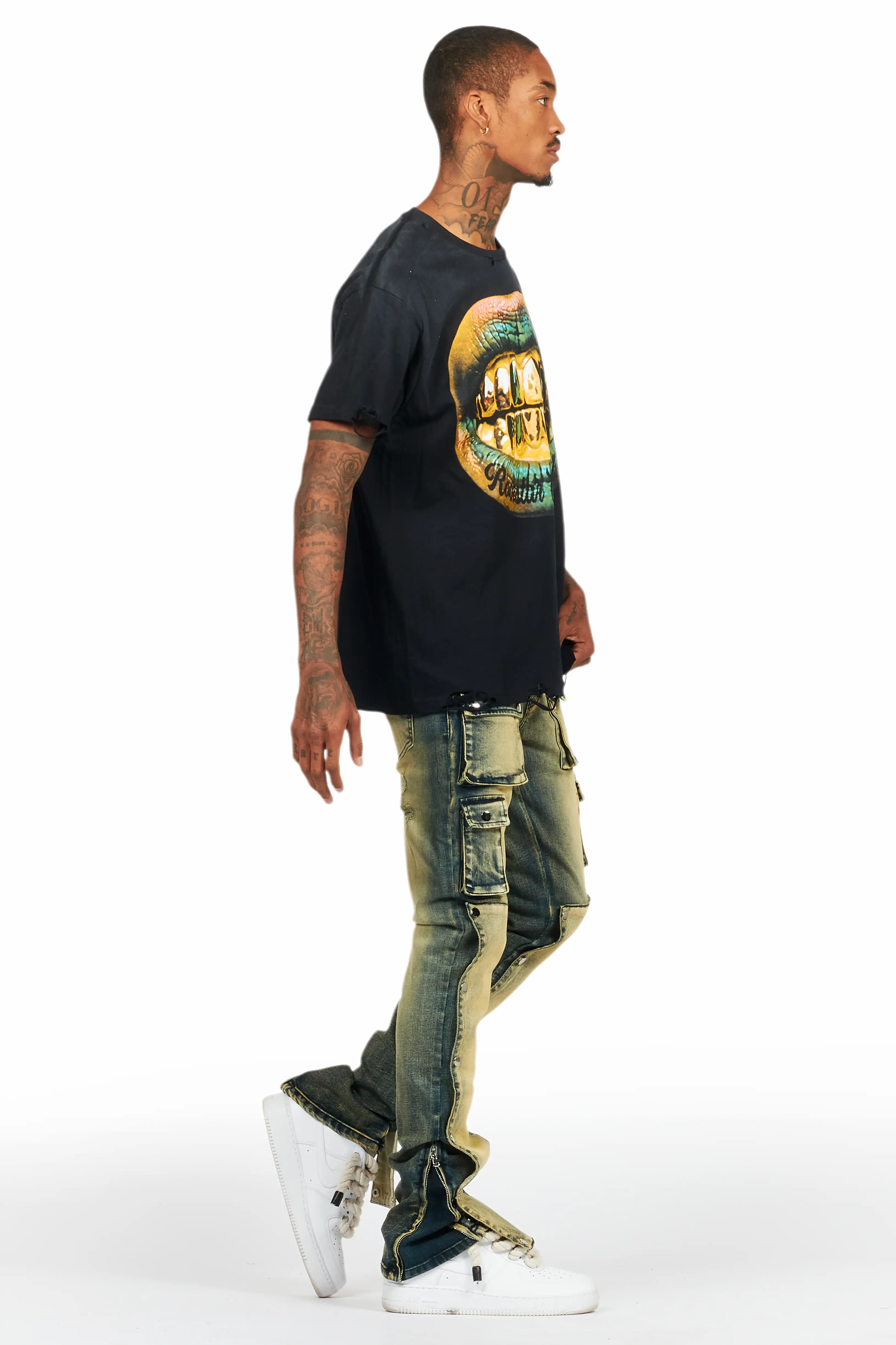 Santana Tint Wash Stacked Flare Jean - Image 4