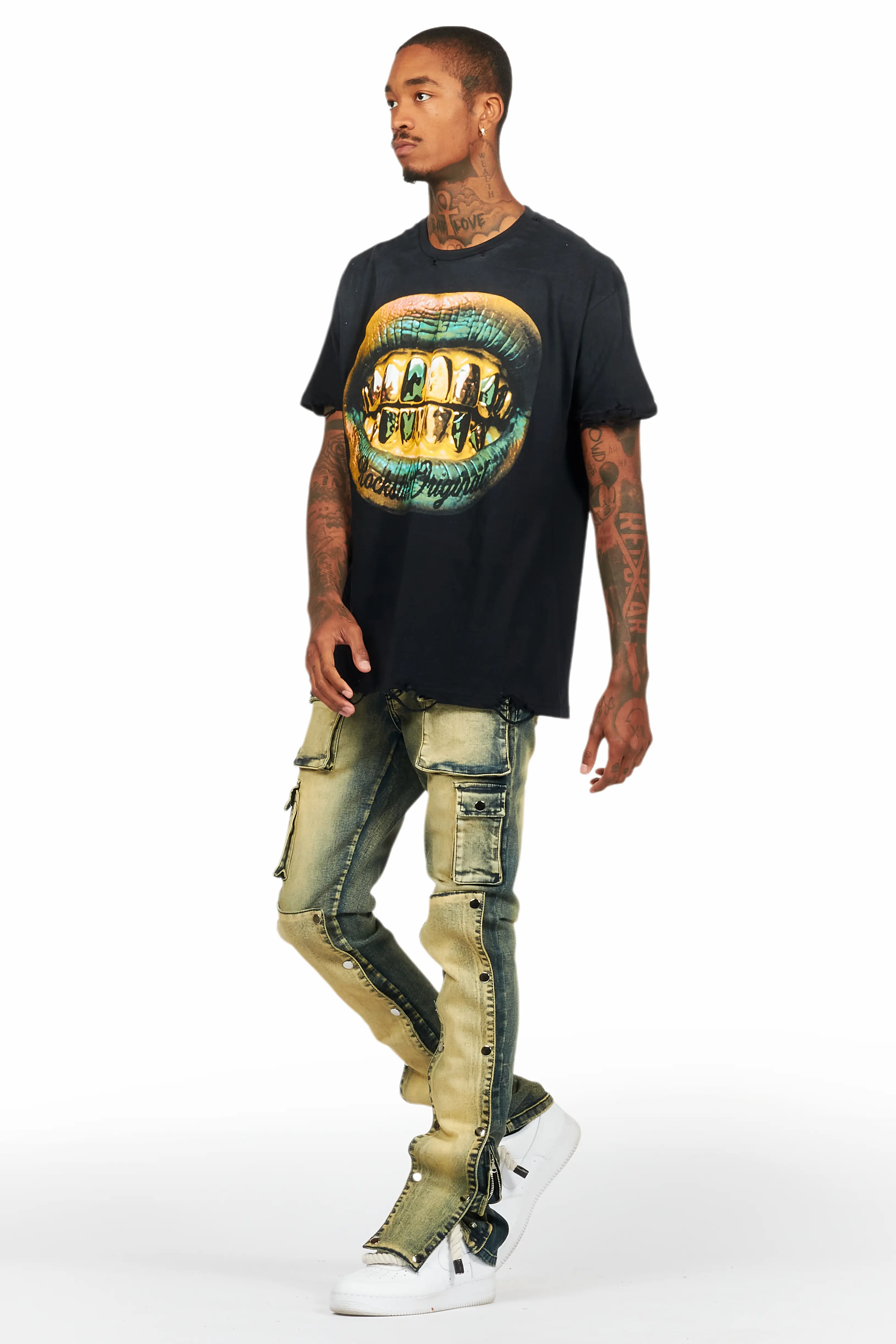 Santana Tint Wash Stacked Flare Jean - Image 6