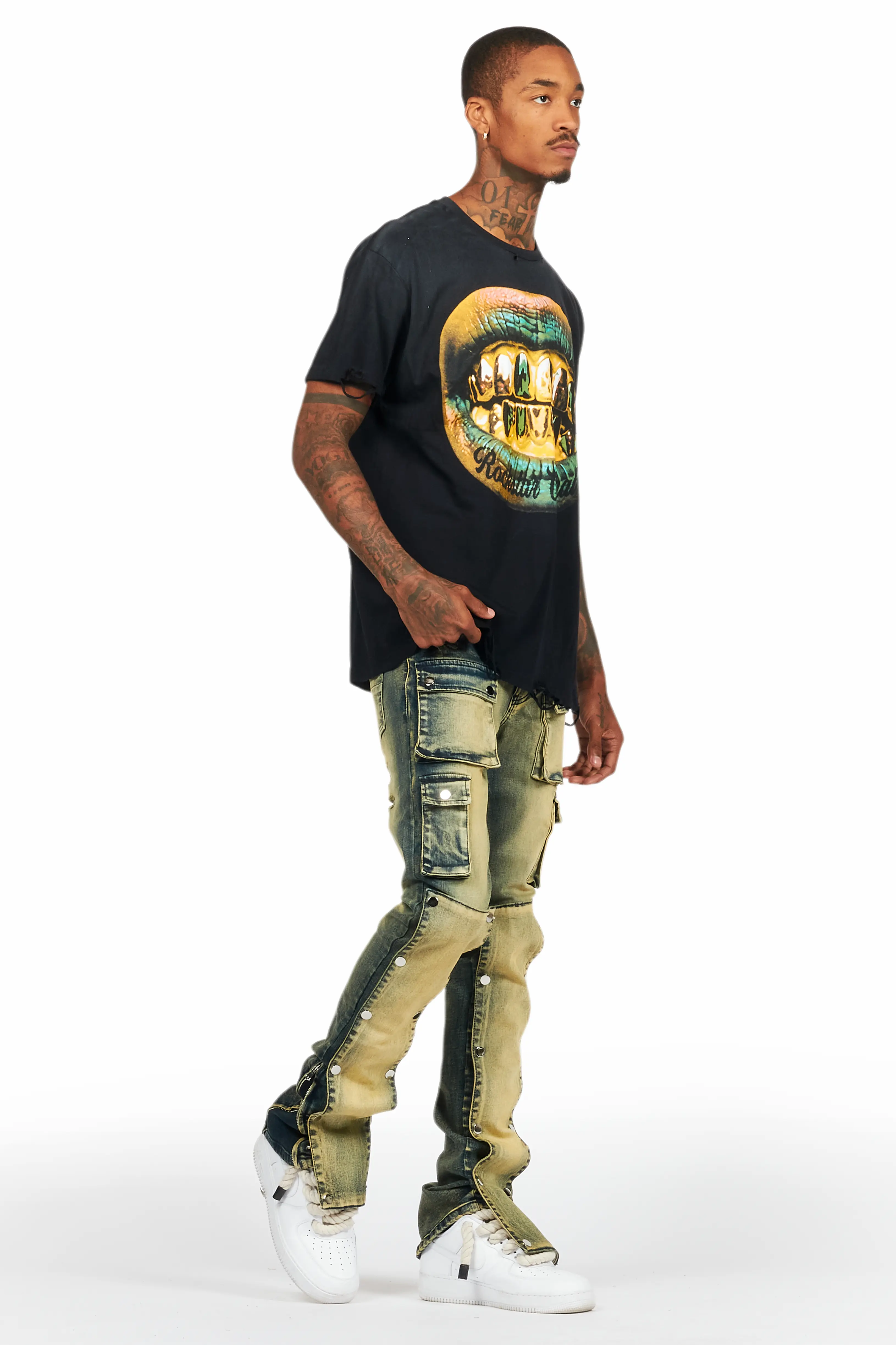 Santana Tint Wash Stacked Flare Jean - Image 7