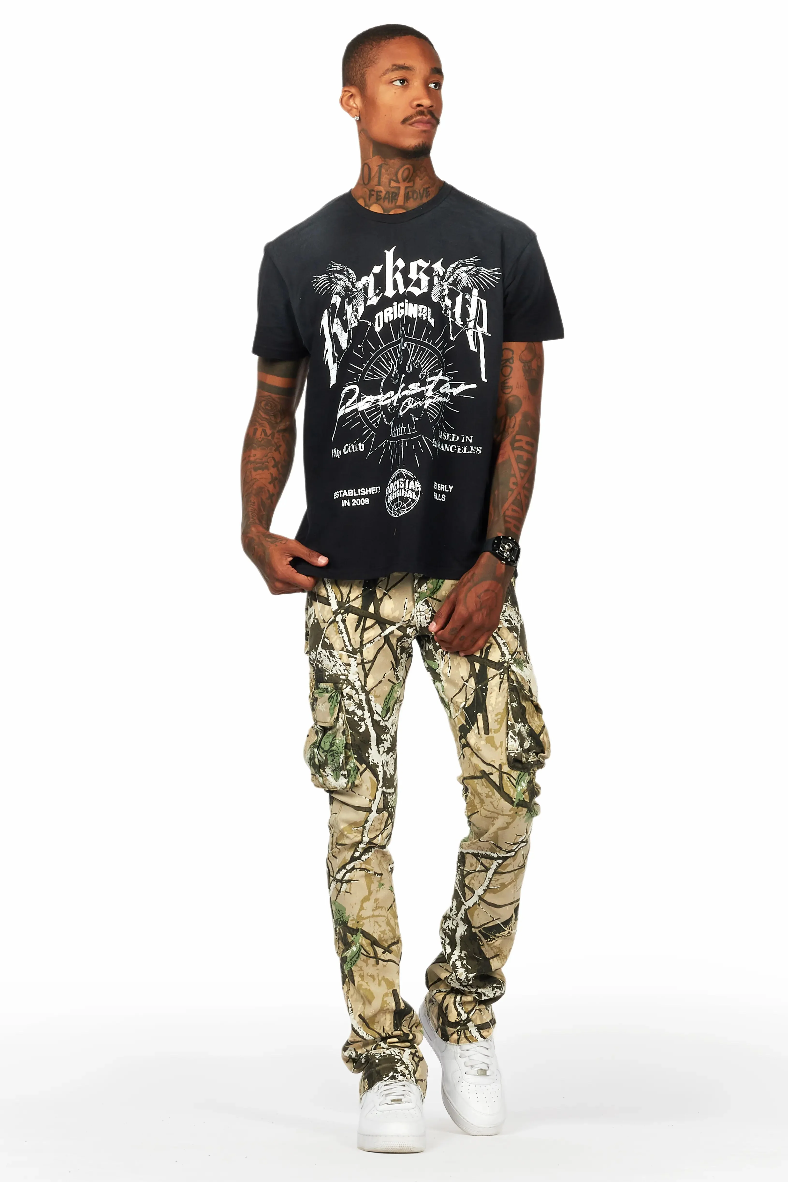 Kirrem Tree Camo Stacked Flare Jean - Image 3