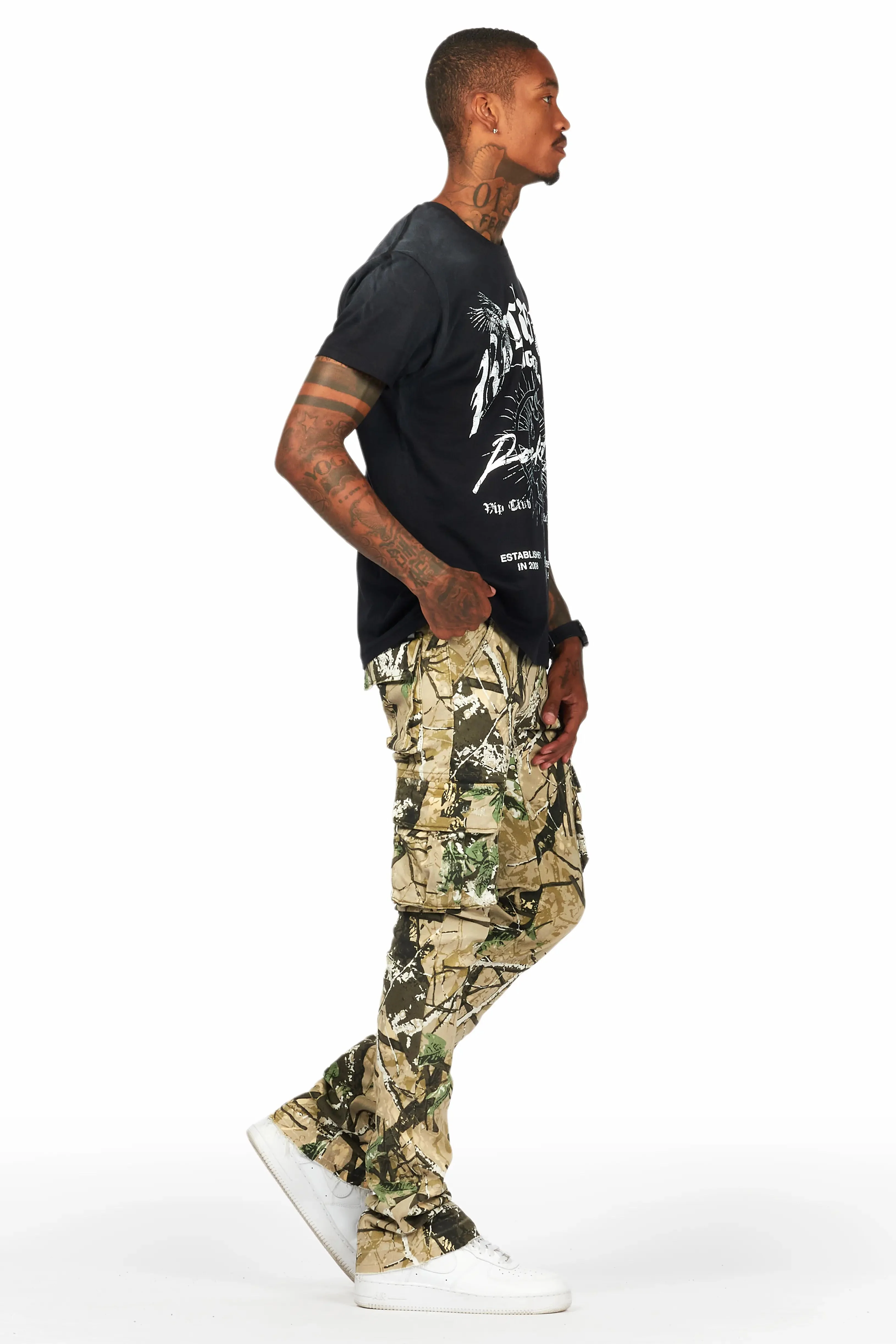 Kirrem Tree Camo Stacked Flare Jean - Image 4
