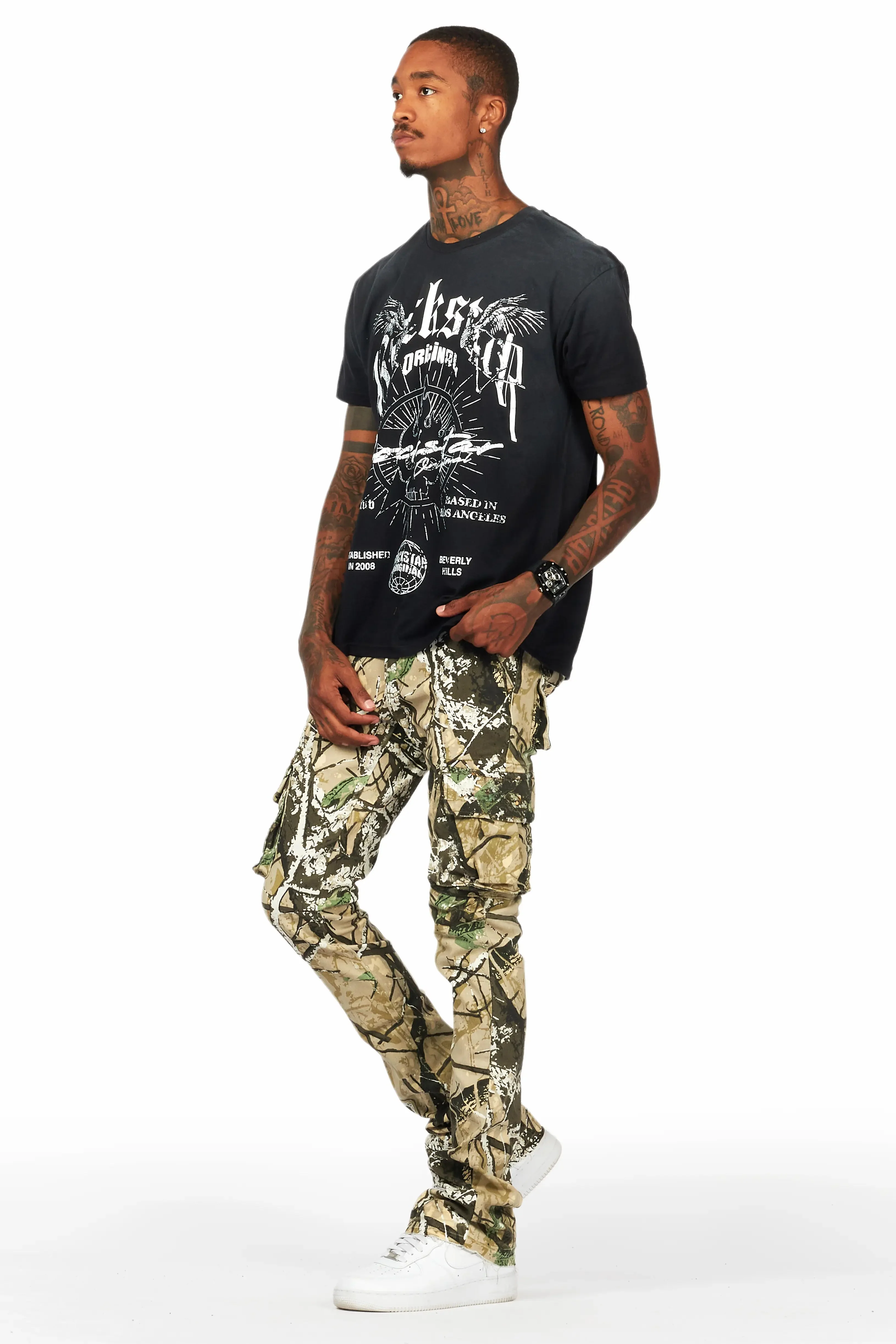 Kirrem Tree Camo Stacked Flare Jean - Image 6