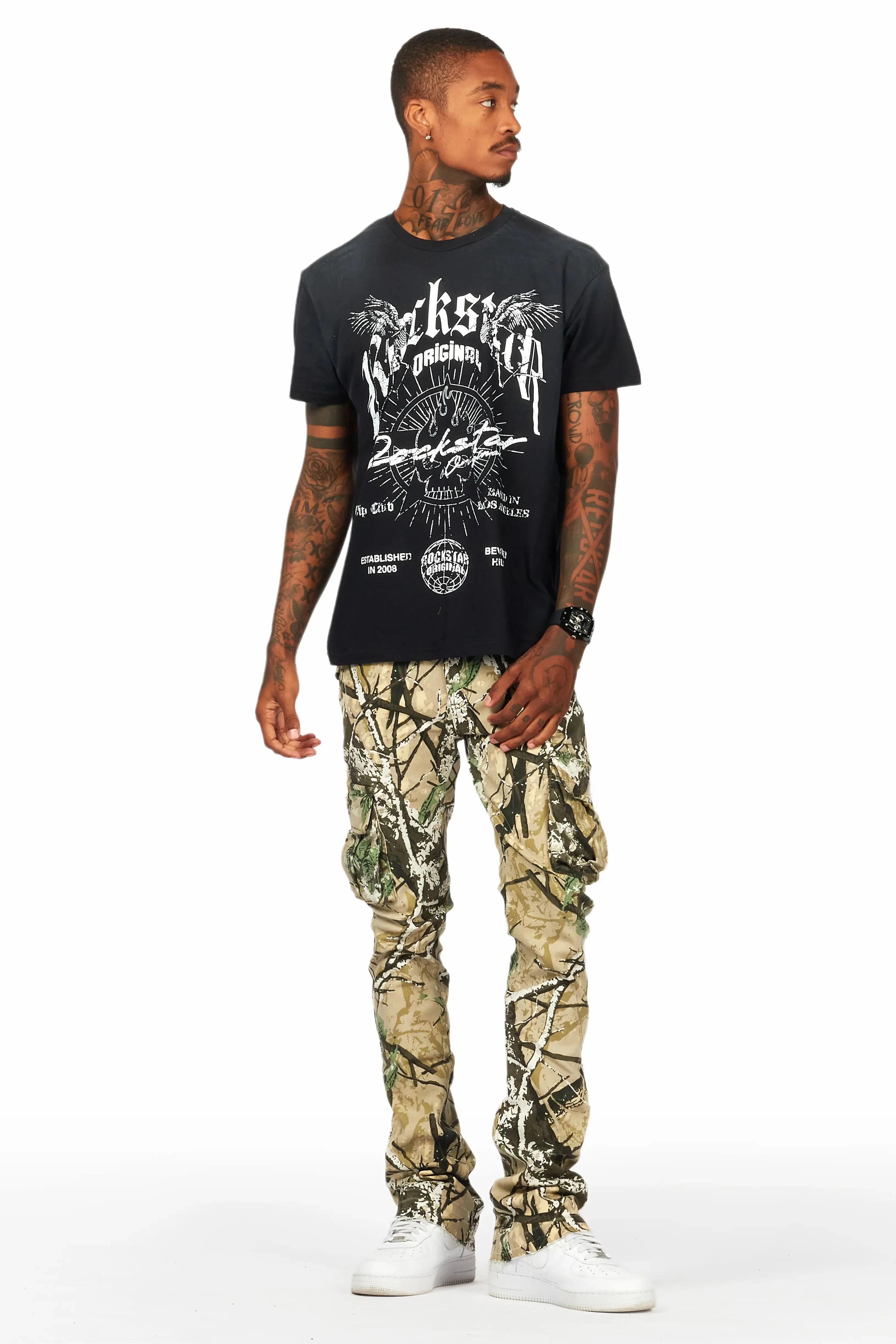Kirrem Tree Camo Stacked Flare Jean - Image 7