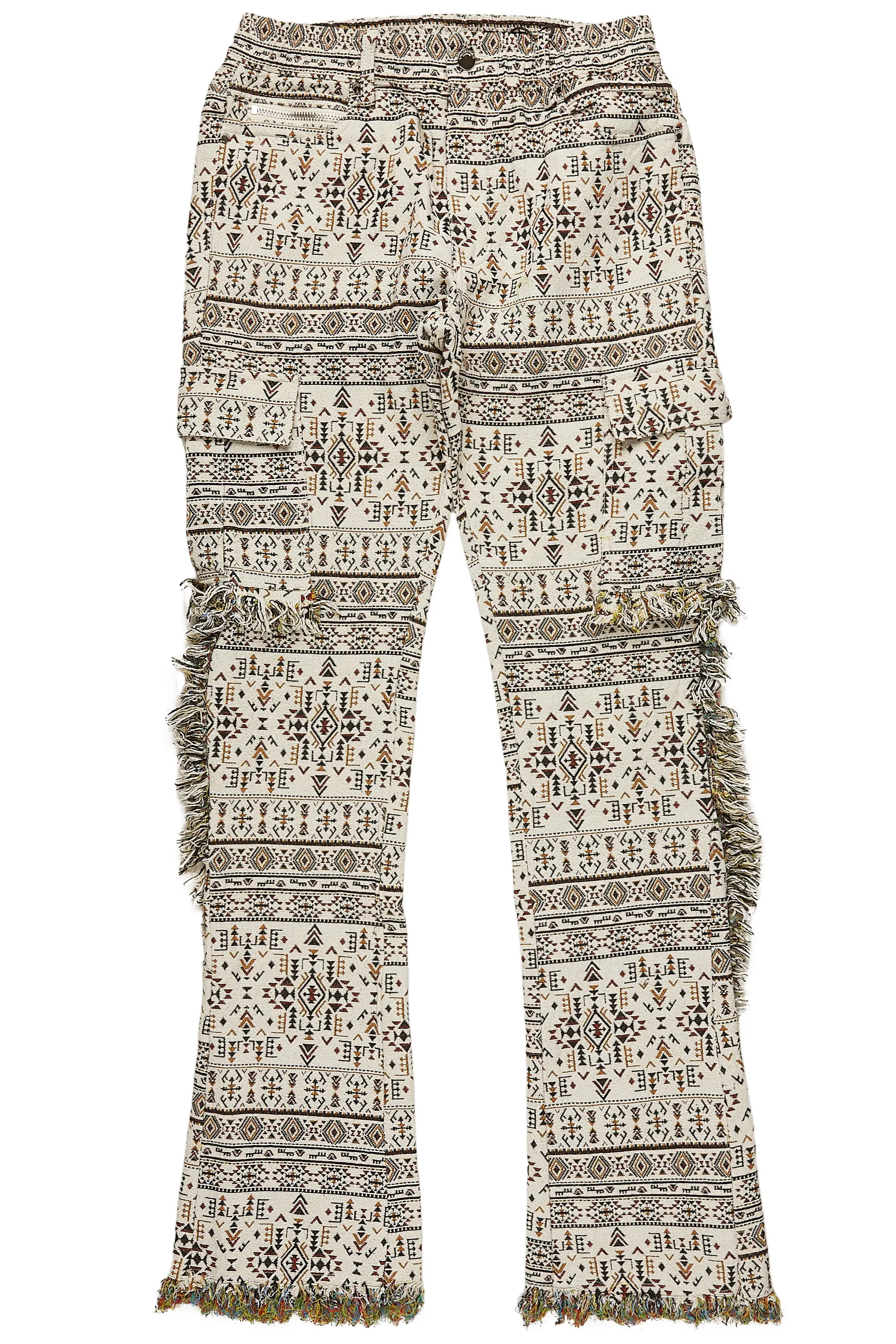 Ayami Beige Slim Tapestry Flare Jean - Image 2