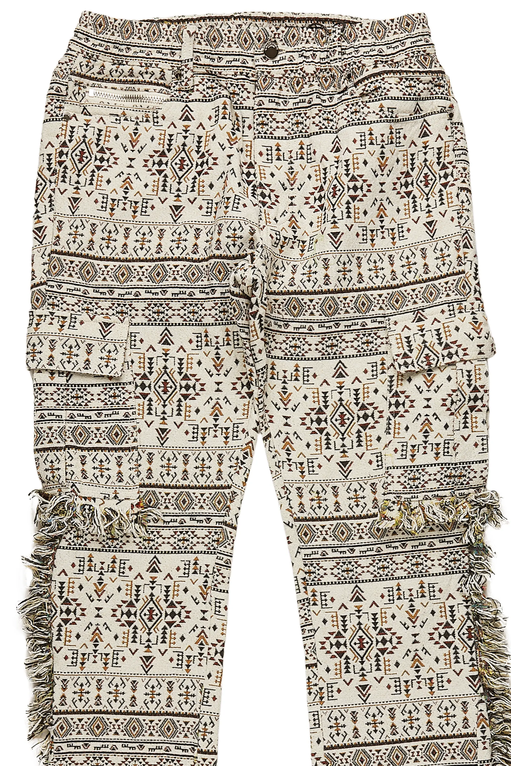 Ayami Beige Slim Tapestry Flare Jean - Image 3