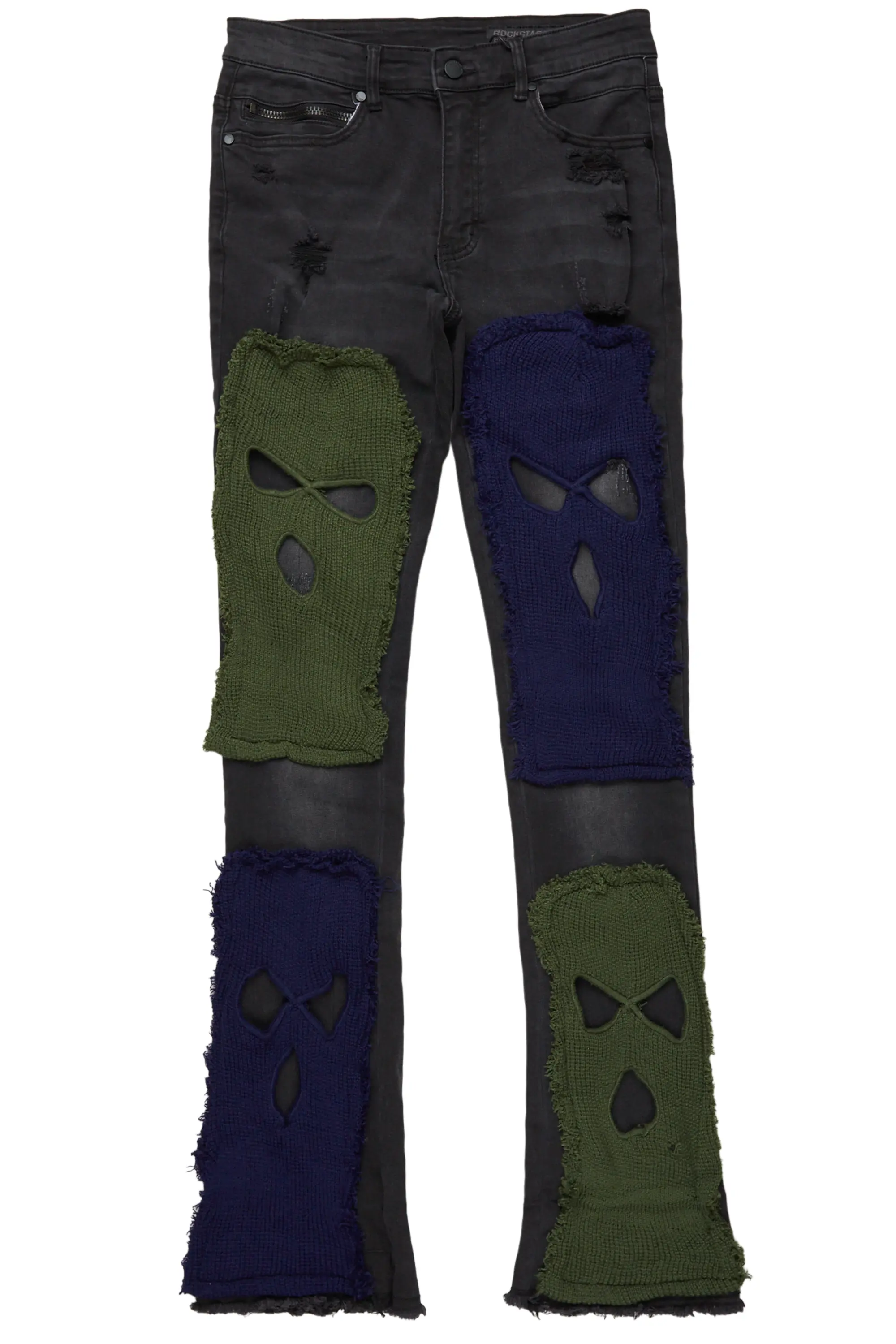 Destry Black Patchwork Stacked Flare Jean - Image 2