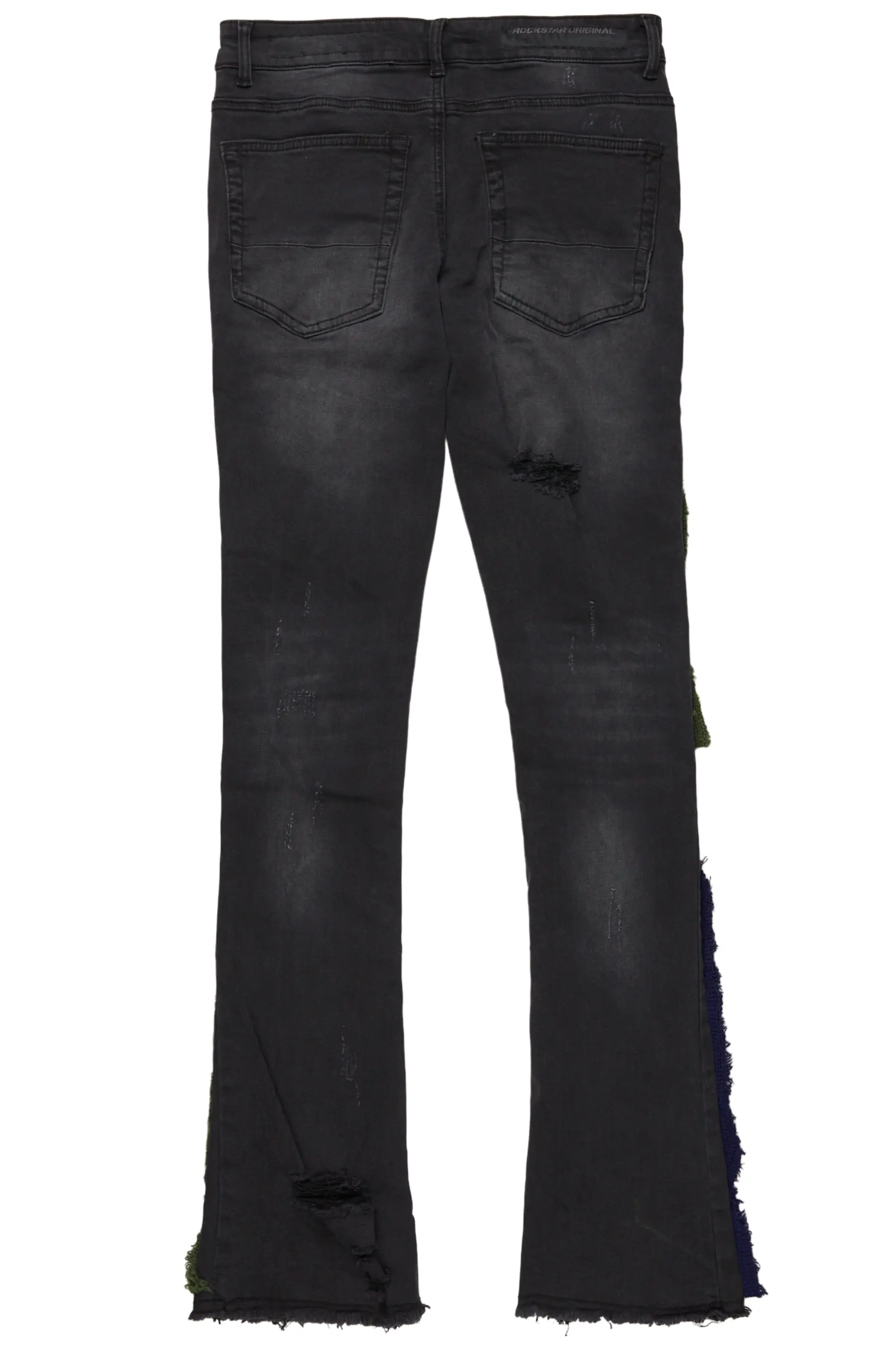 Destry Black Patchwork Stacked Flare Jean - Image 9