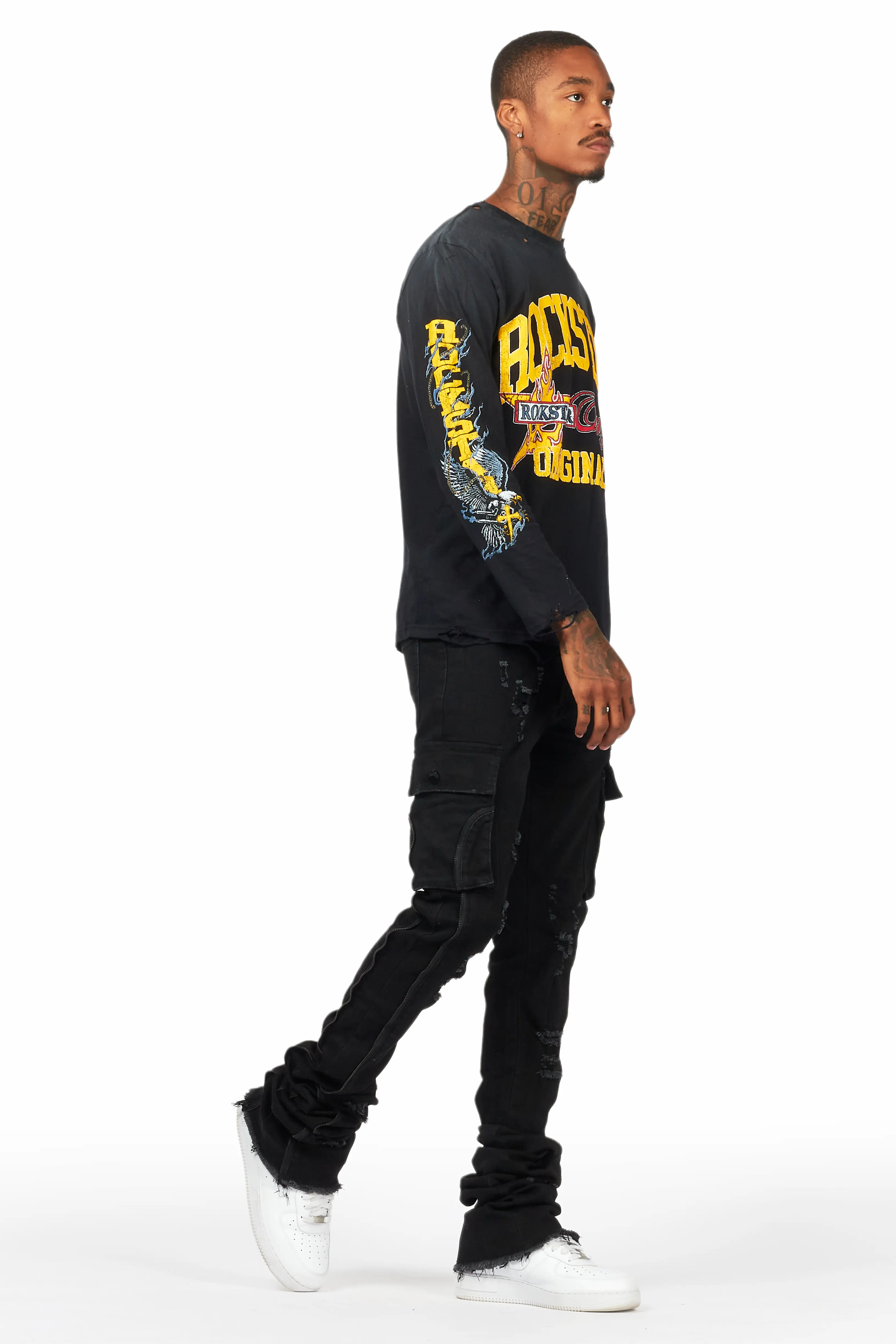 Hutch Black Super Stacked Flare Jean - Image 7