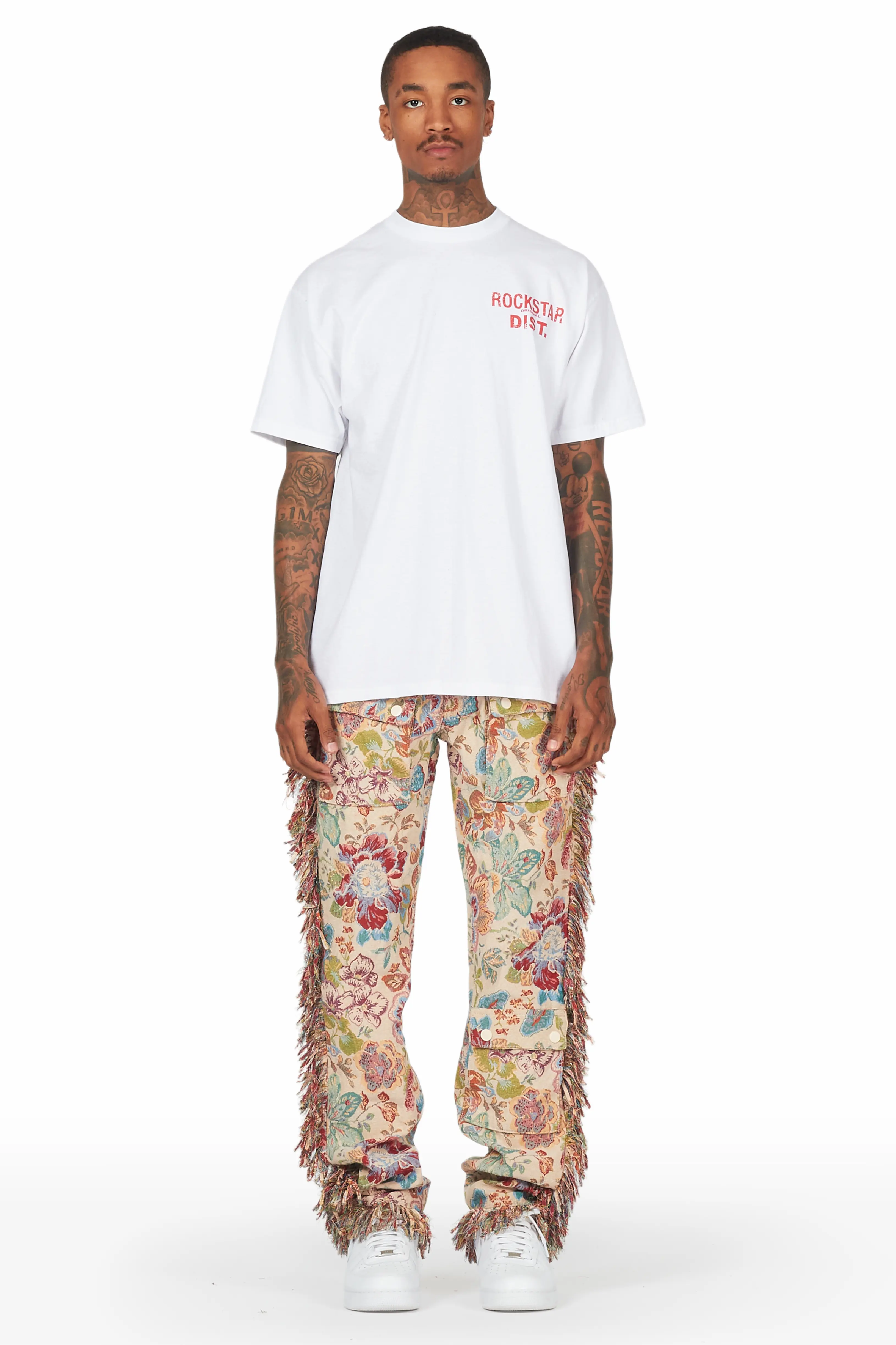 Carus Red/Beige Tapestry Pants - Image 3