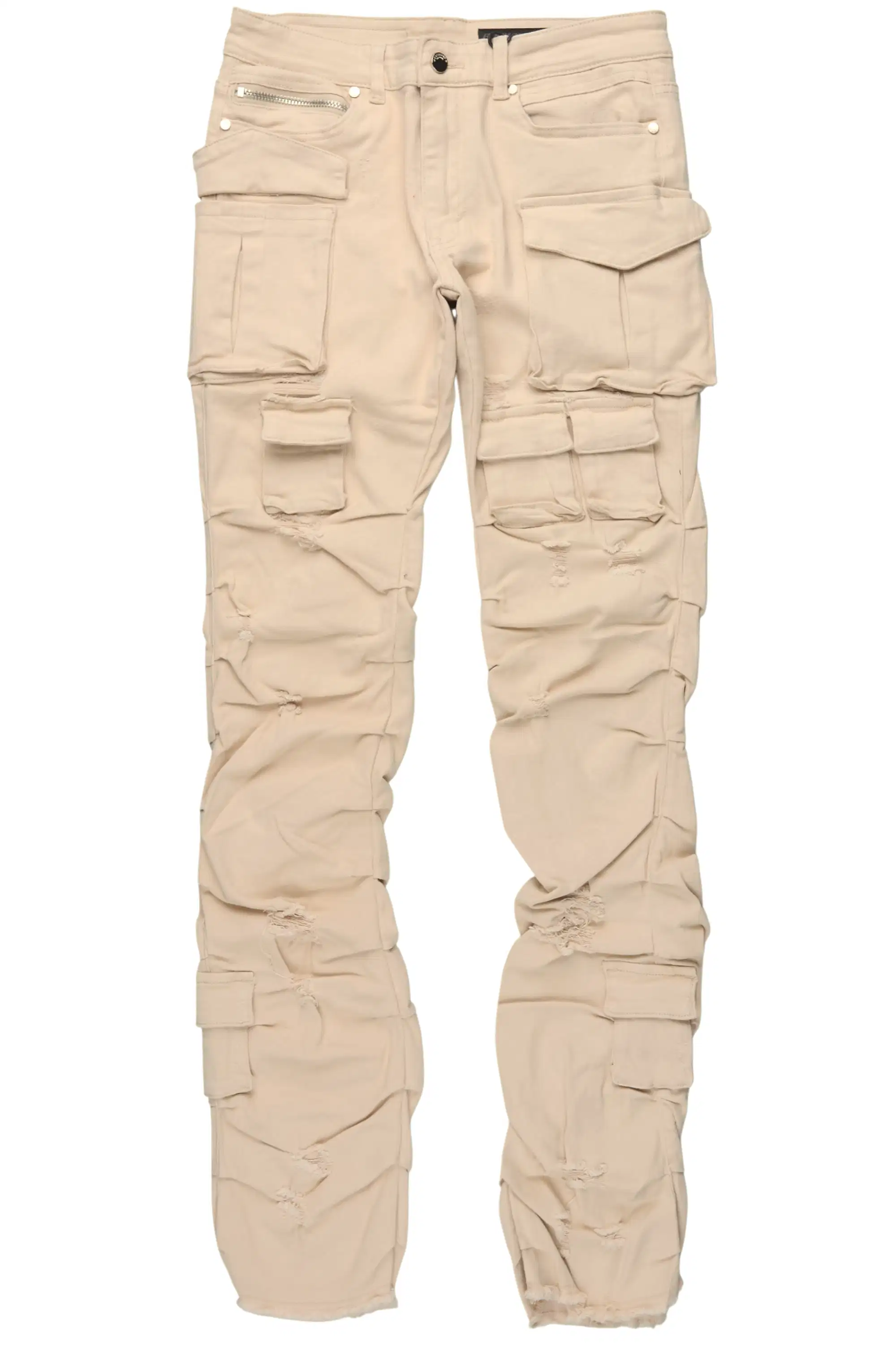 Gentry Beige Stacked Flare Jean - Image 2