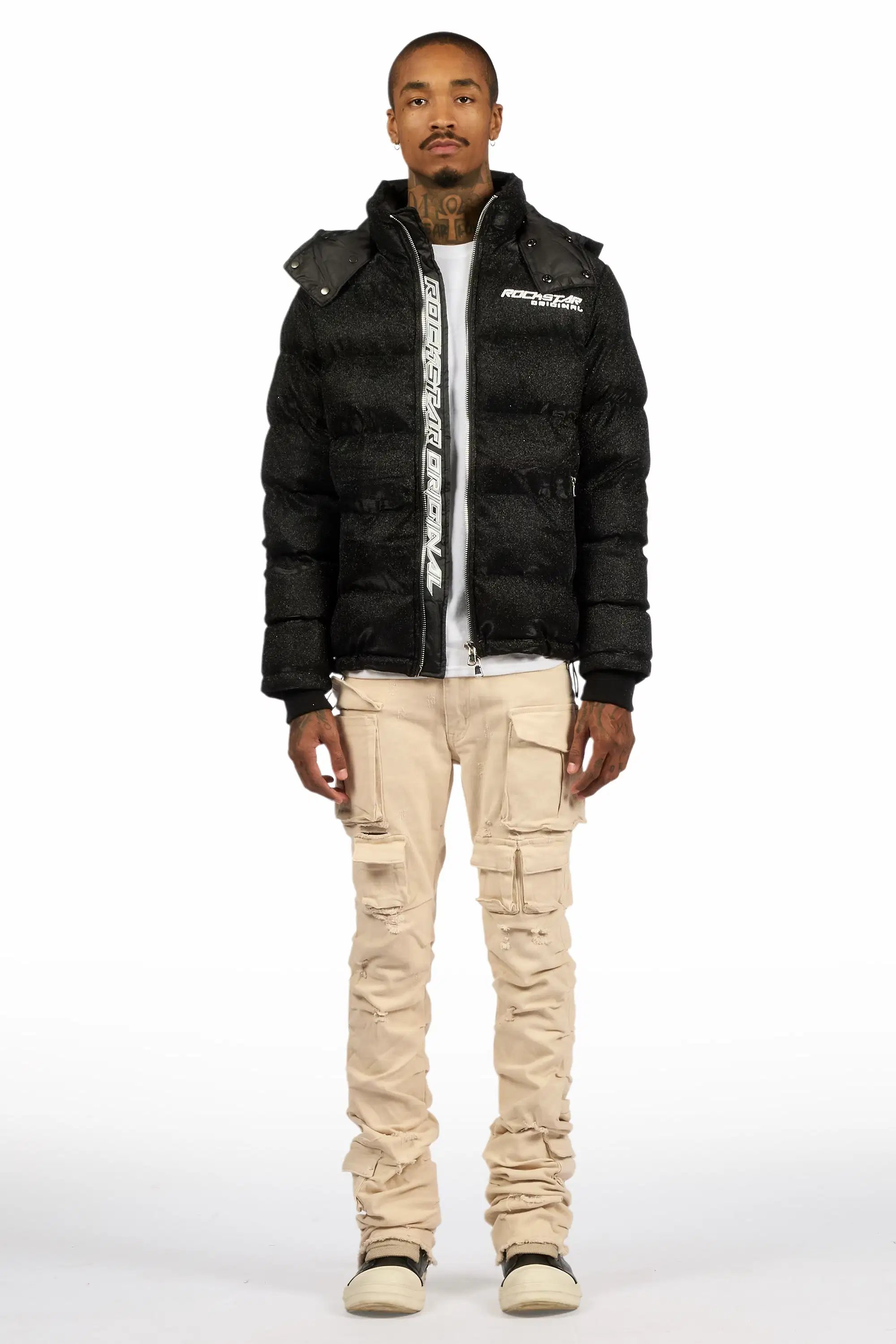 Gentry Beige Stacked Flare Jean - Image 3