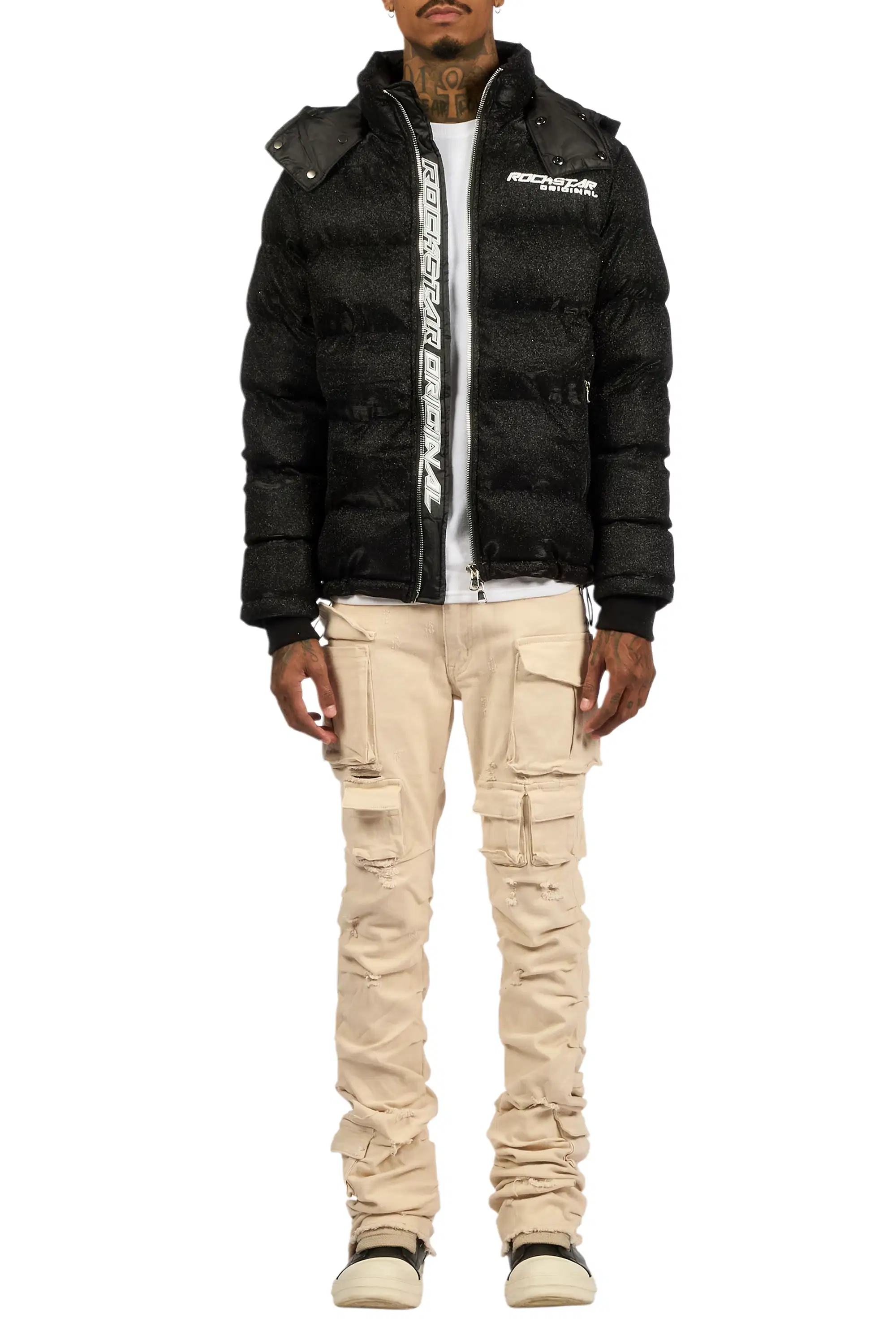 Gentry Beige Stacked Flare Jean - Image 9
