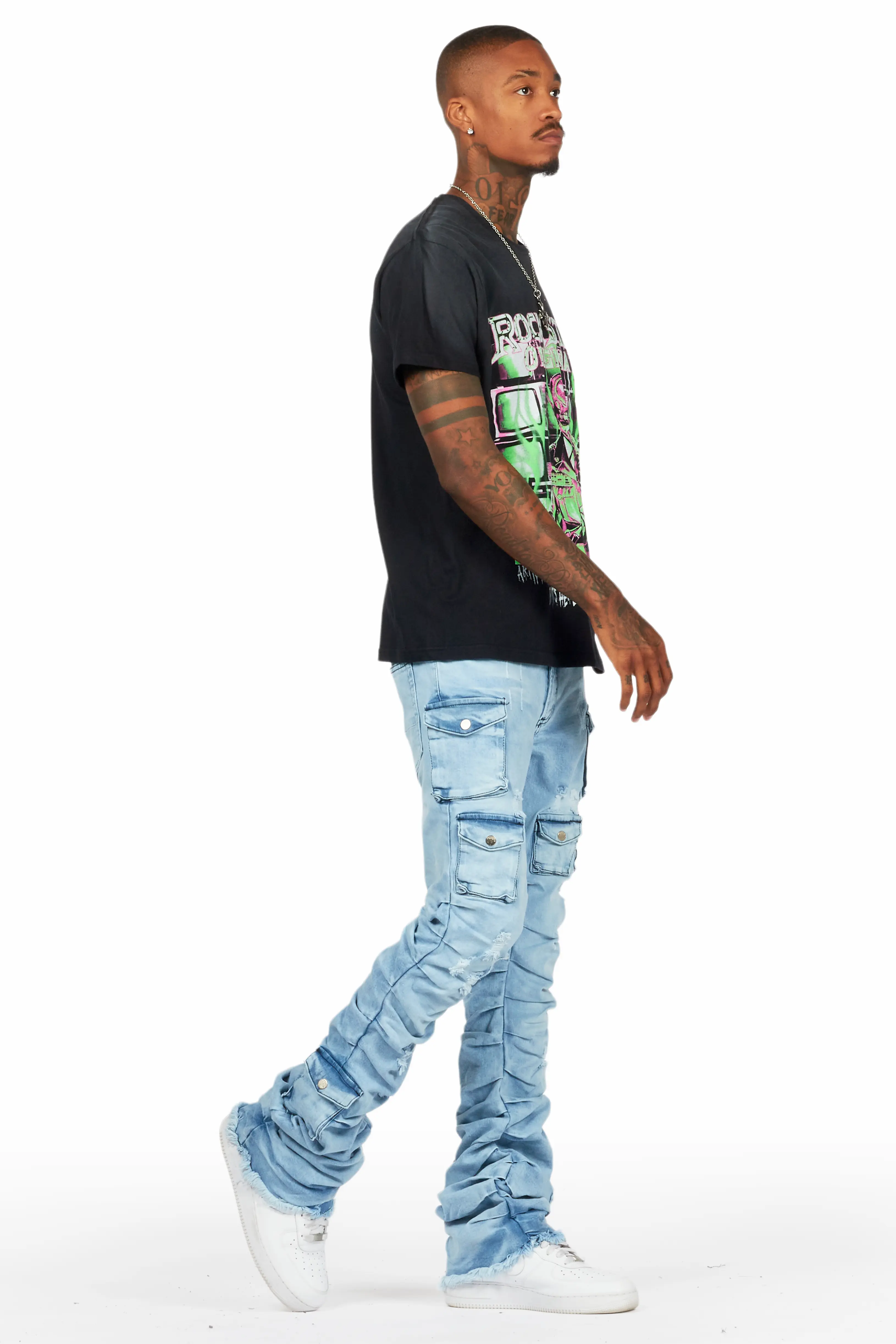 Gentry Blue Stacked Flare Jean - Image 7