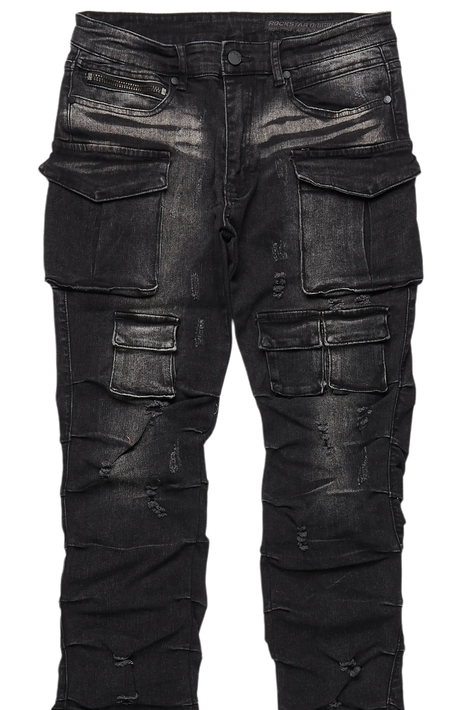 Gentry Dark Grey Wash Stacked Flare Jean - Image 8