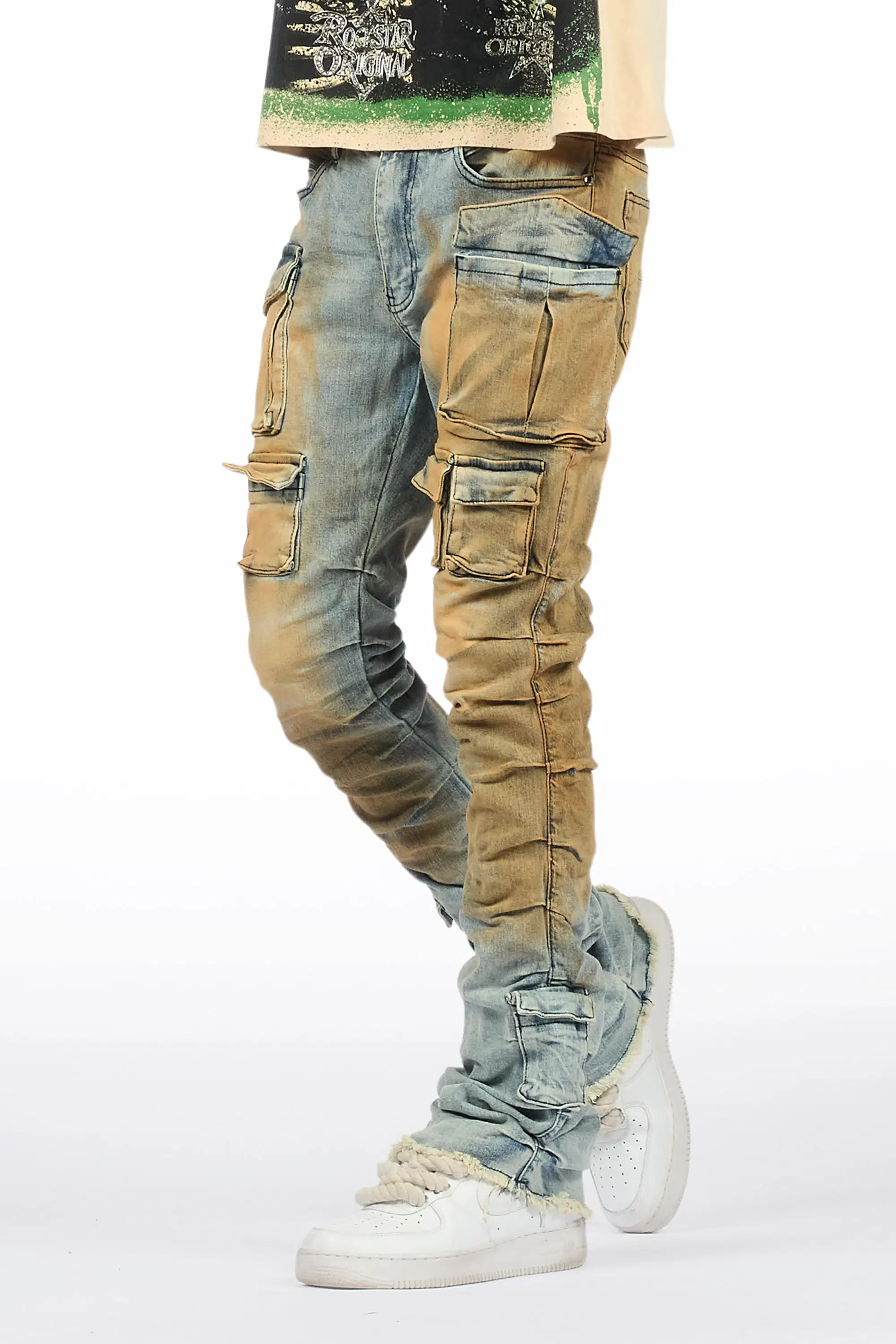 Gentry Dirty Blue Stacked Flare Jean - Image 9