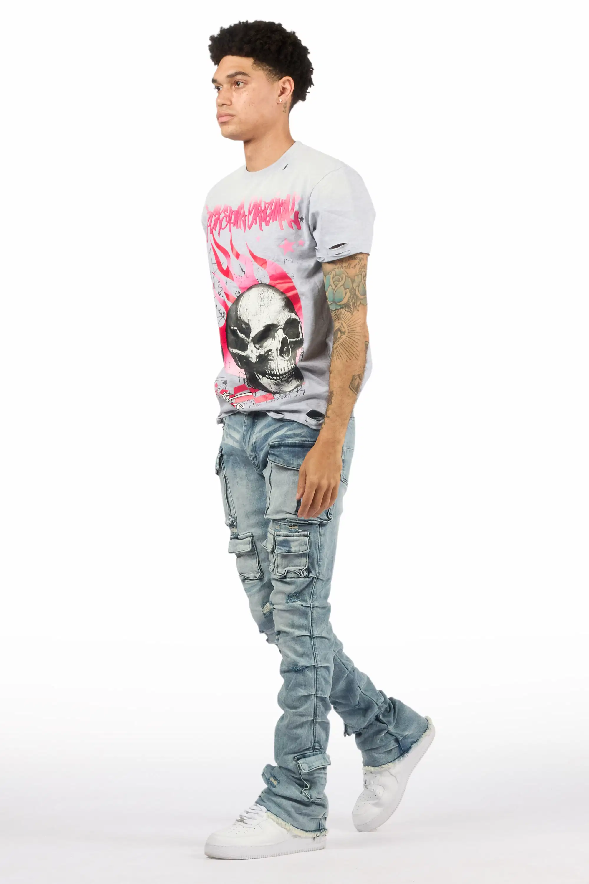 Gentry Light Blue Wash Stacked Flare Jean - Image 9