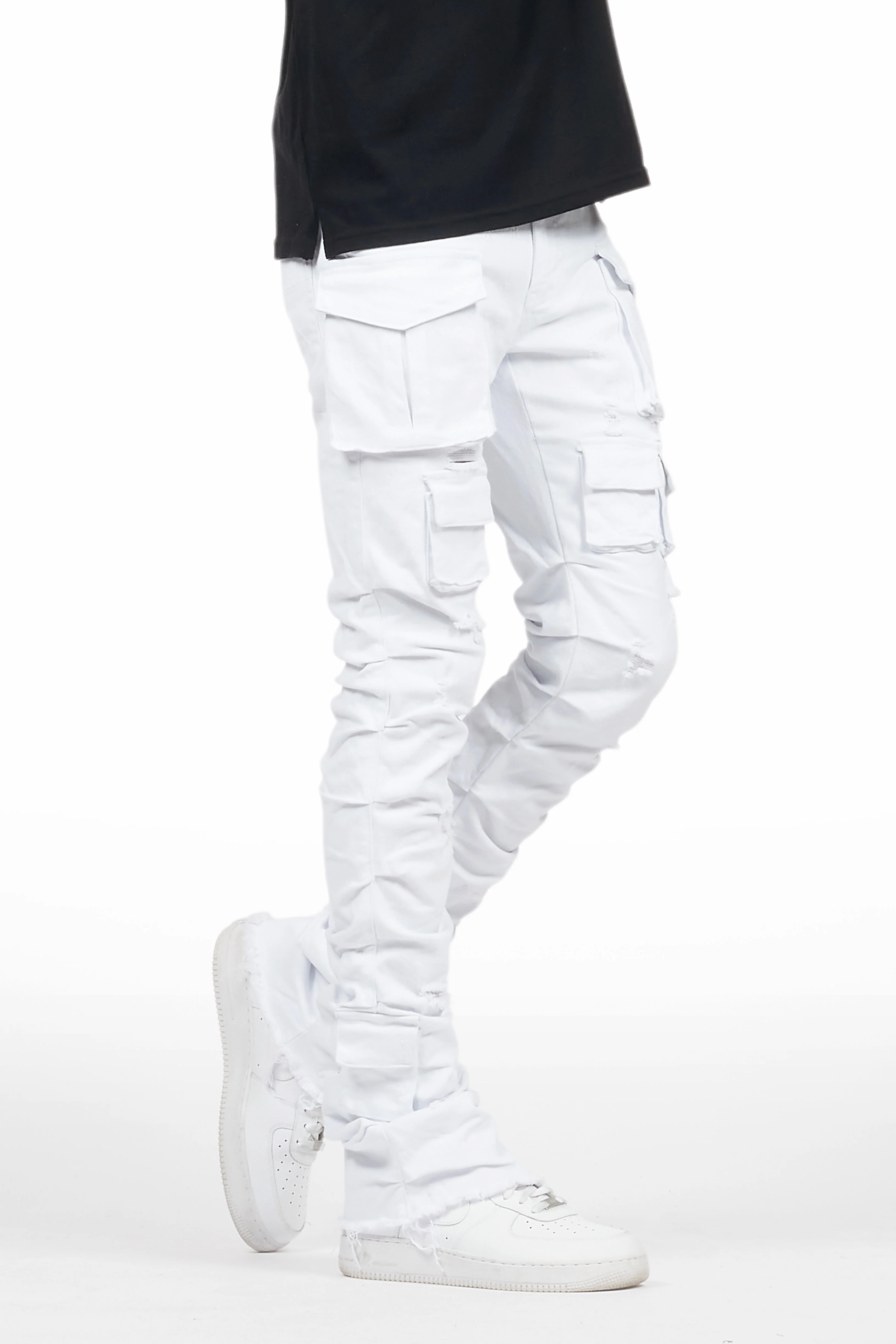 Gentry White Stacked Flare Jean