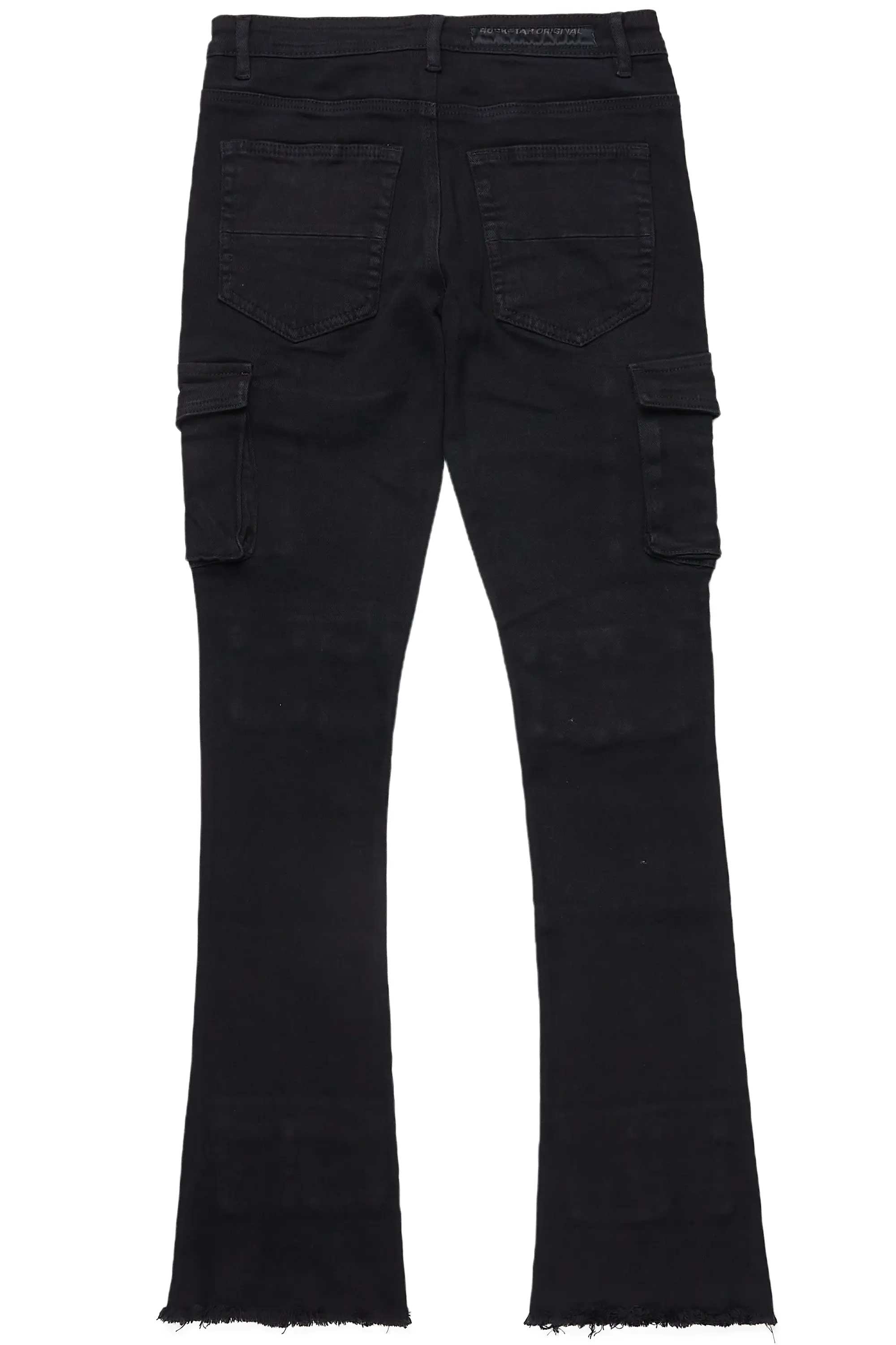 Feodor Black Stacked Flare Cargo Jean - Image 9