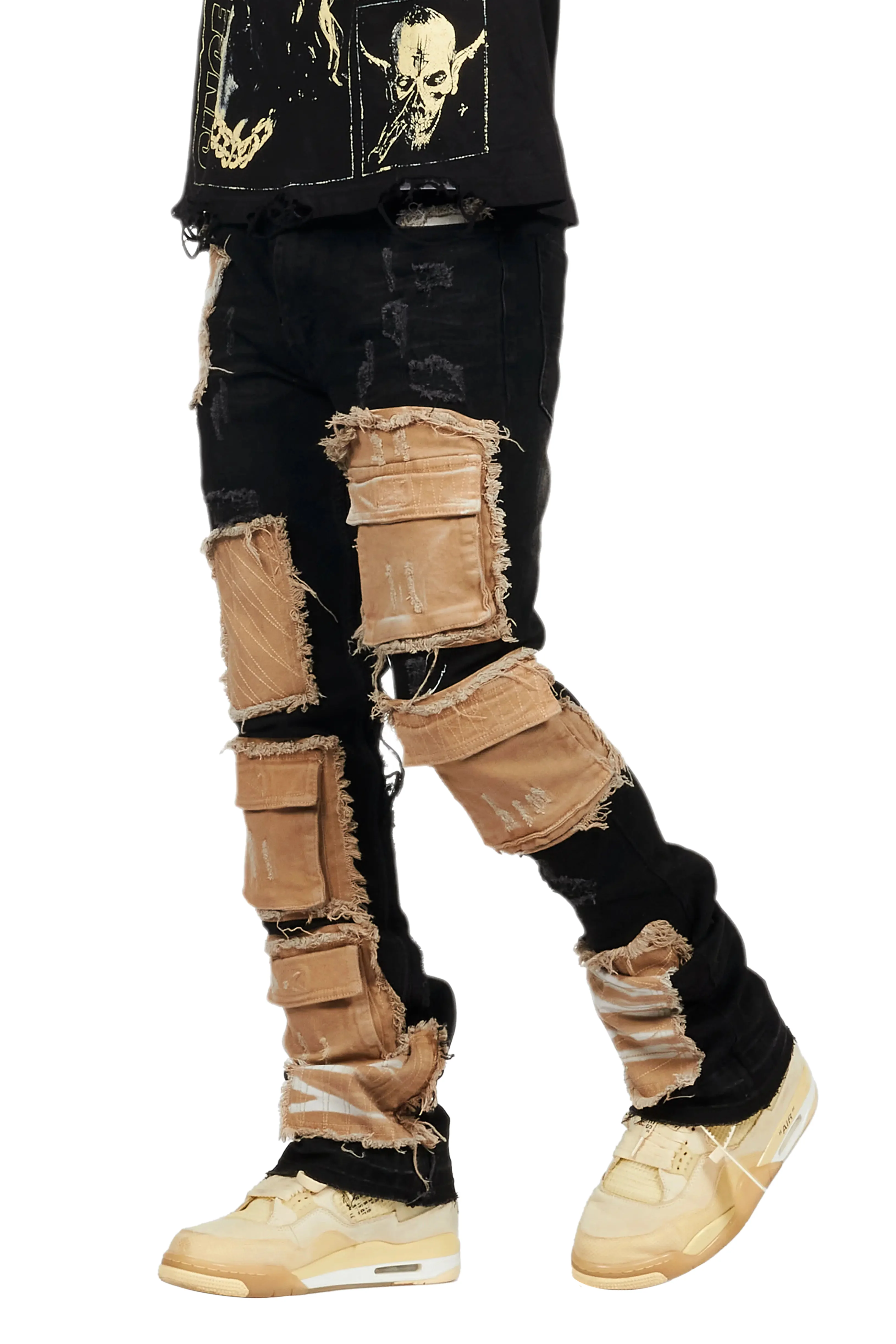 Monet Black Stacked Flare Jean - Image 10
