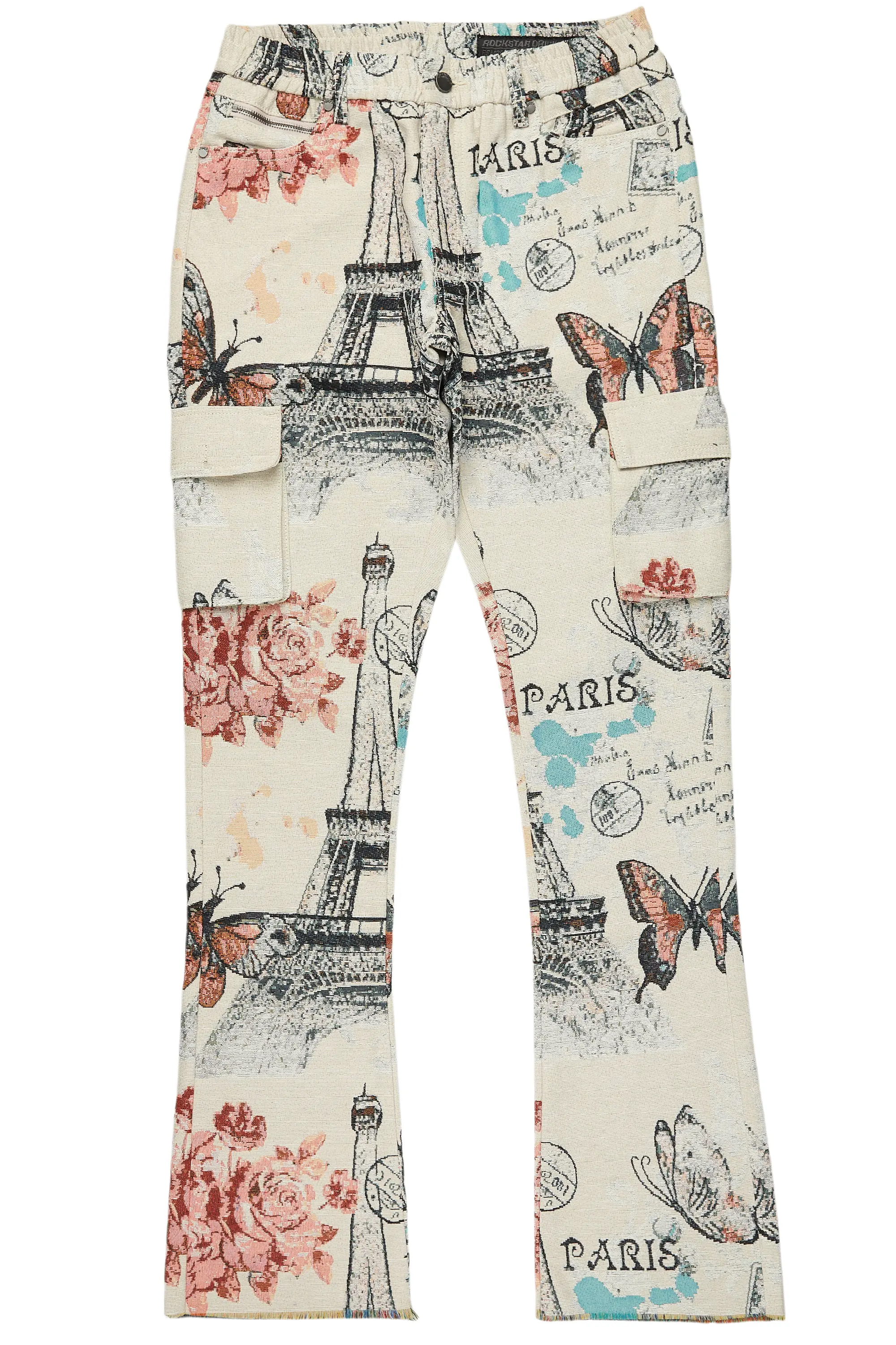 Lamont Beige Multi Tapestry Stacked Flare Jean - Image 2