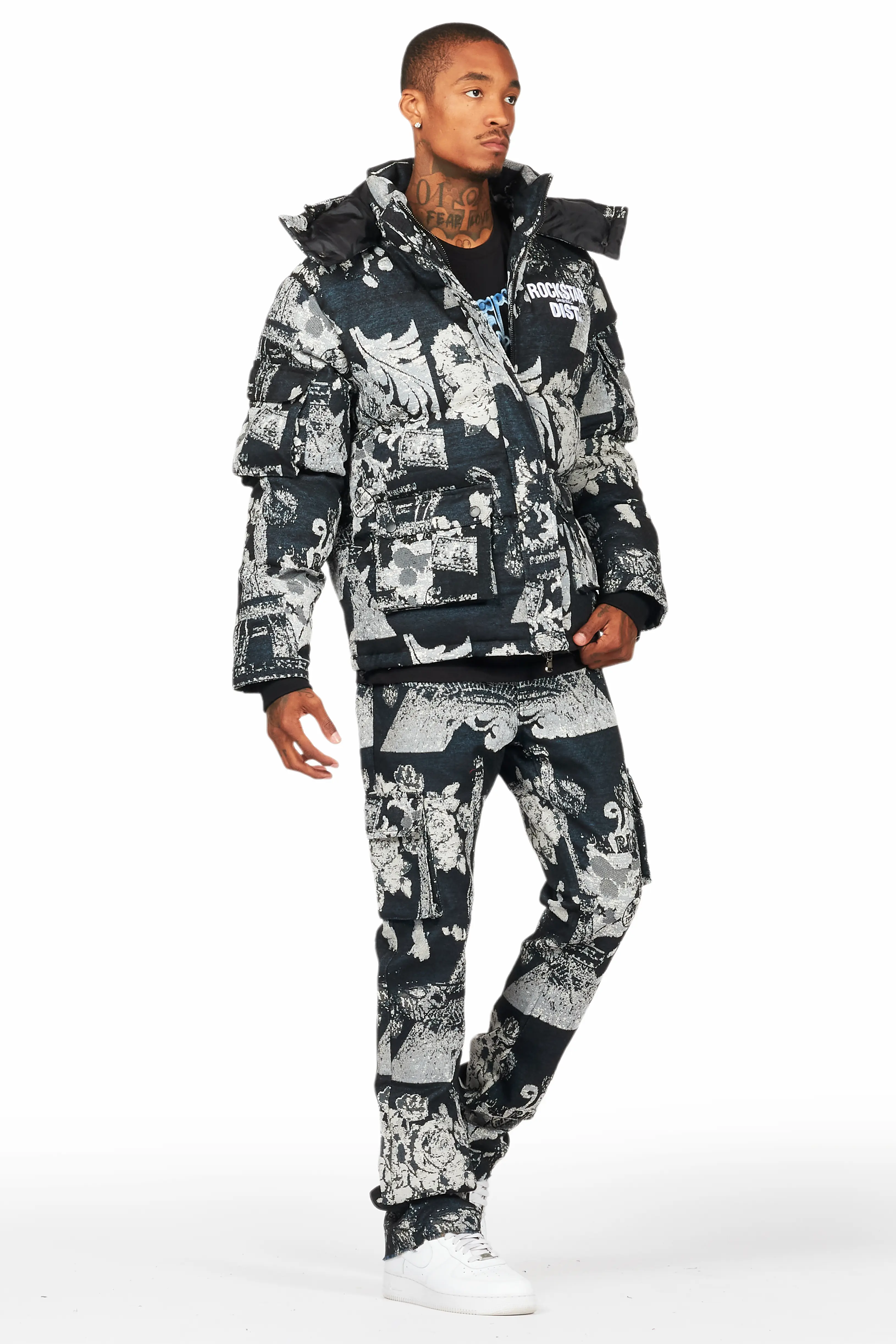 Lamont Black Tapestry Stacked Flare Jean - Image 7