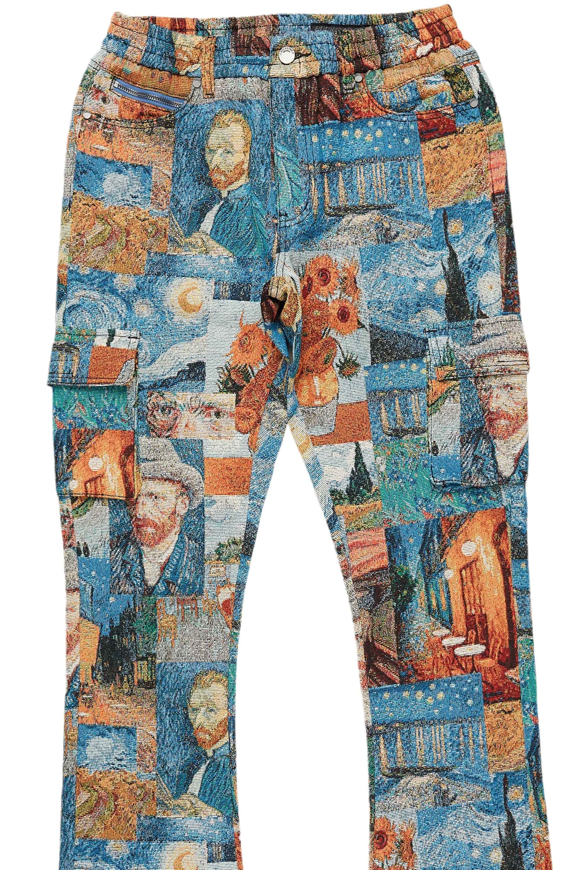 Zaire Blue Multi Tapestry Stacked Flare Jean - Image 8