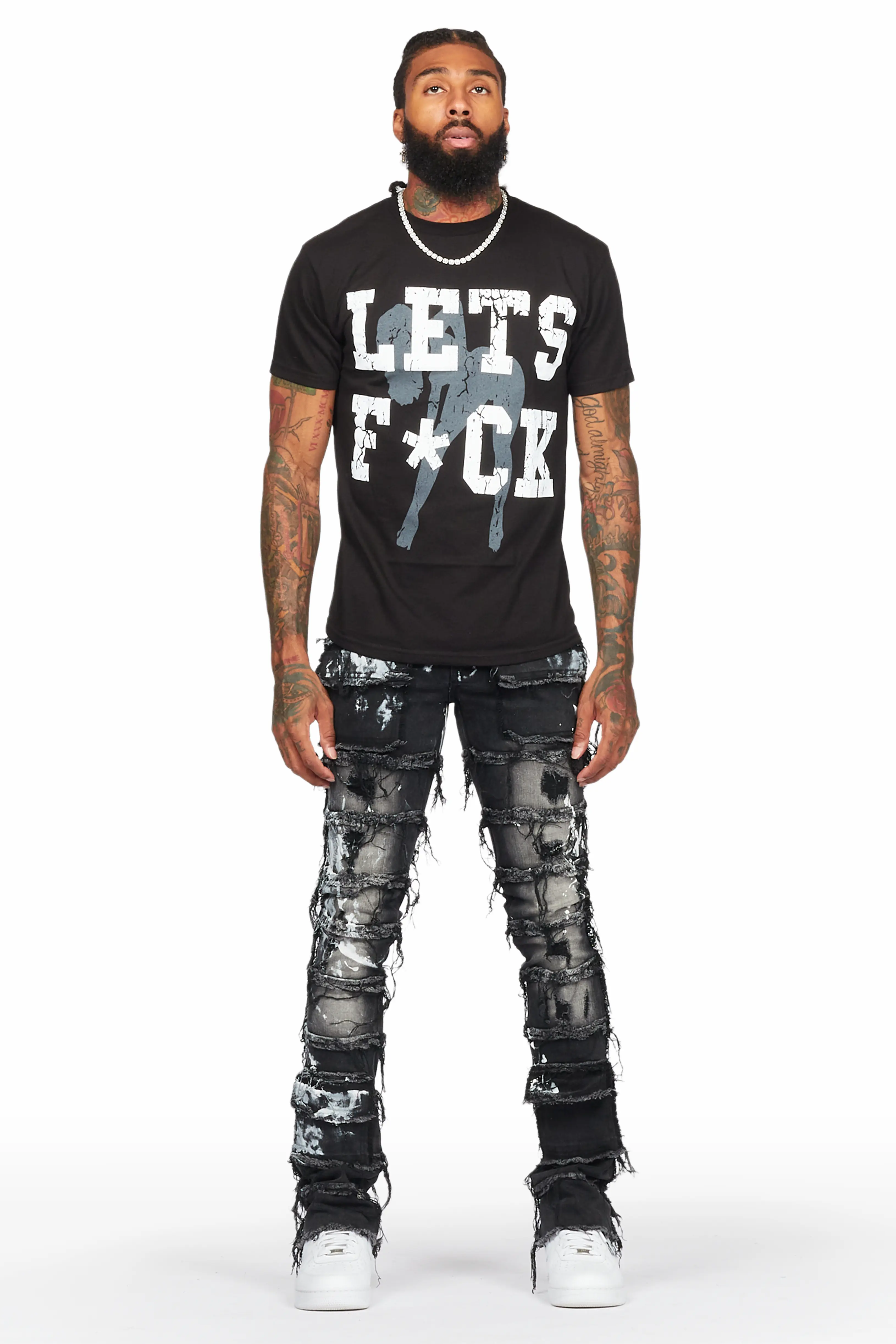 Wasi Black Painter Stacked Flare Jean - Image 3