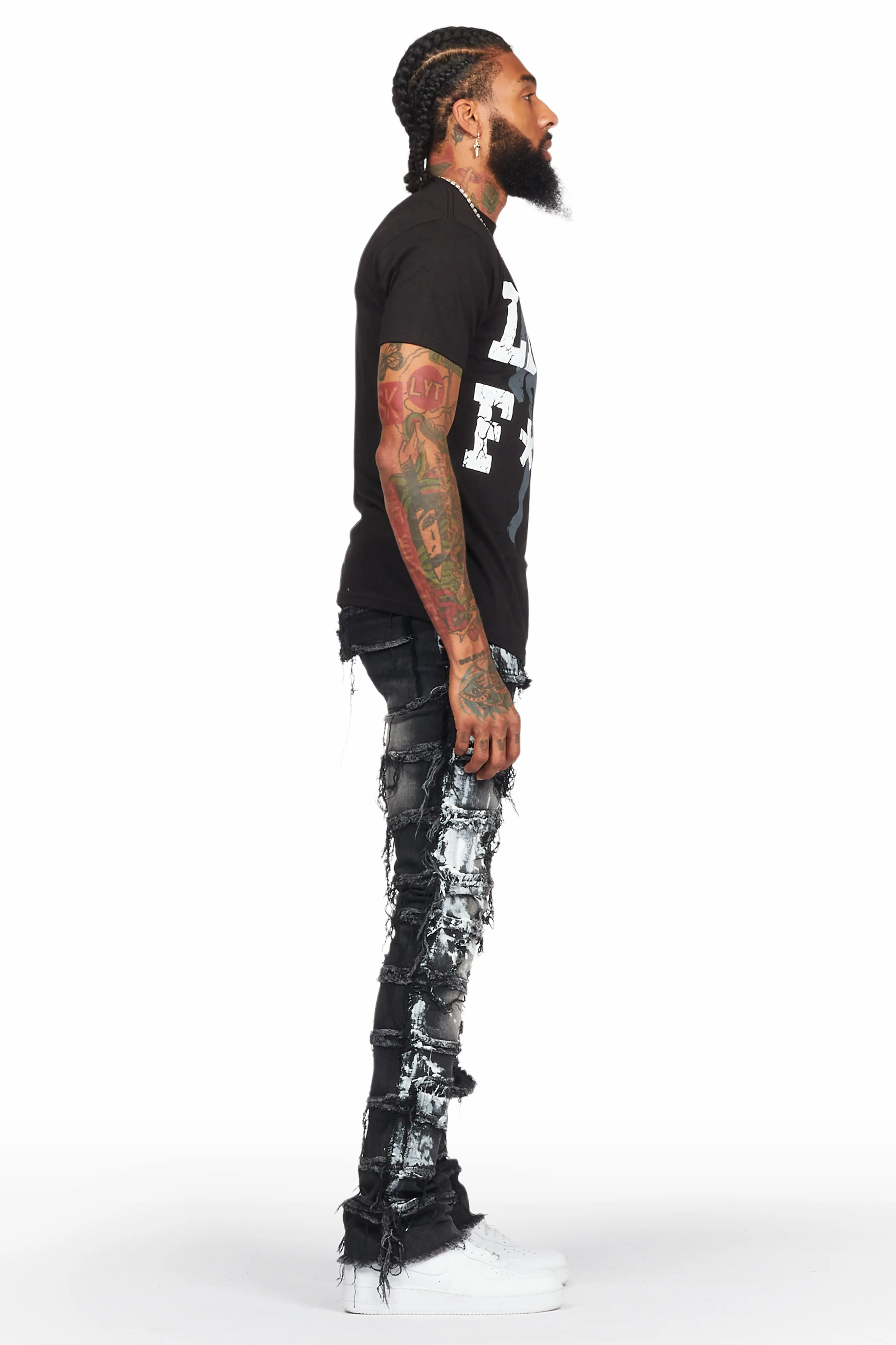 Wasi Black Painter Stacked Flare Jean - Image 4