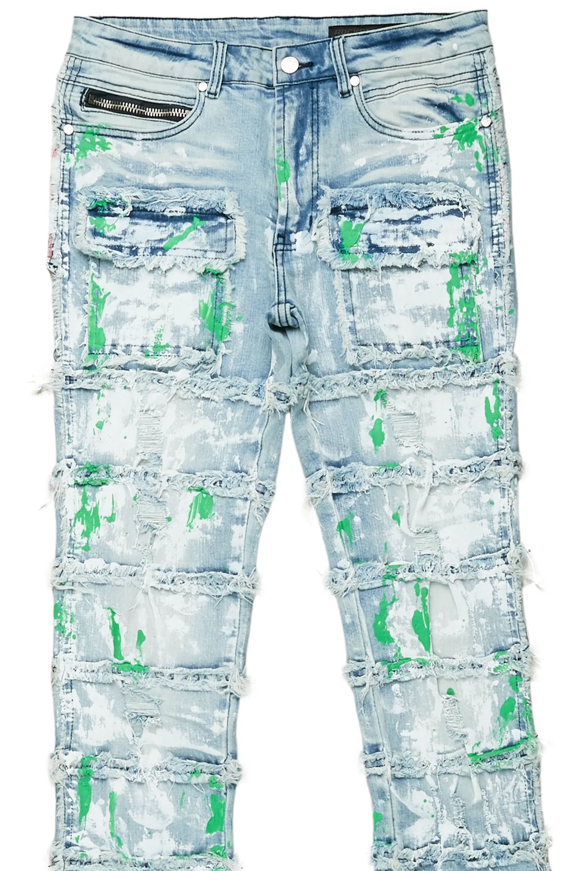 Jadin Blue Painter Stacked Flare Jean - Image 8